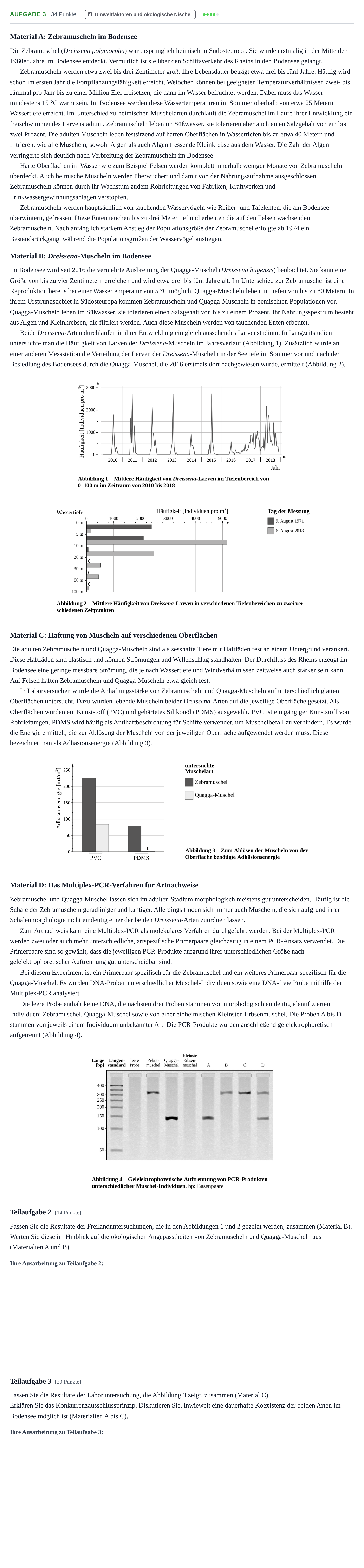 Aufgabenstellung: Aufgabe 3 - Umweltfaktoren und ökologische Nische · Abitur NRW Biologie LK · Nachtermin 2023