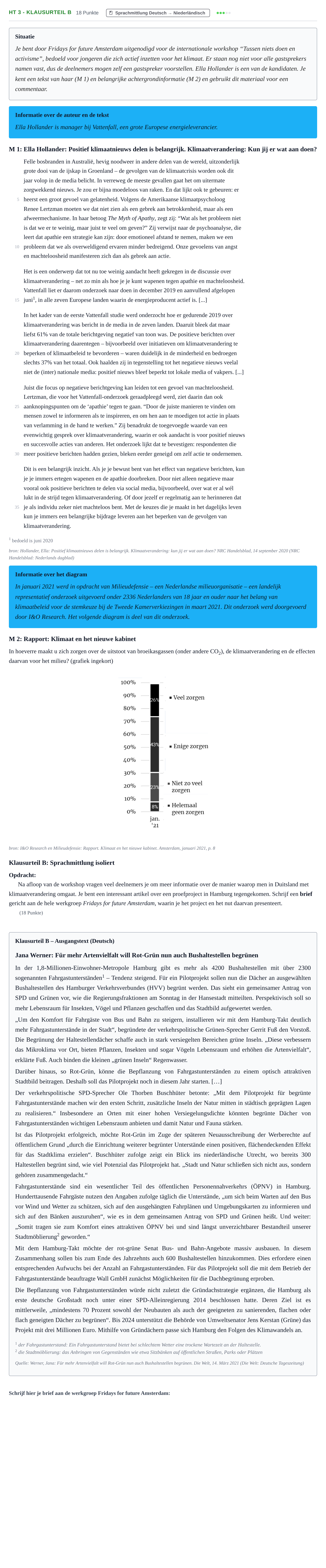 Aufgabenstellung: Aufgabe HT 3 - Klausurteil B · Abitur NRW Niederländisch GK · Haupttermin · neu einsetzend 2022