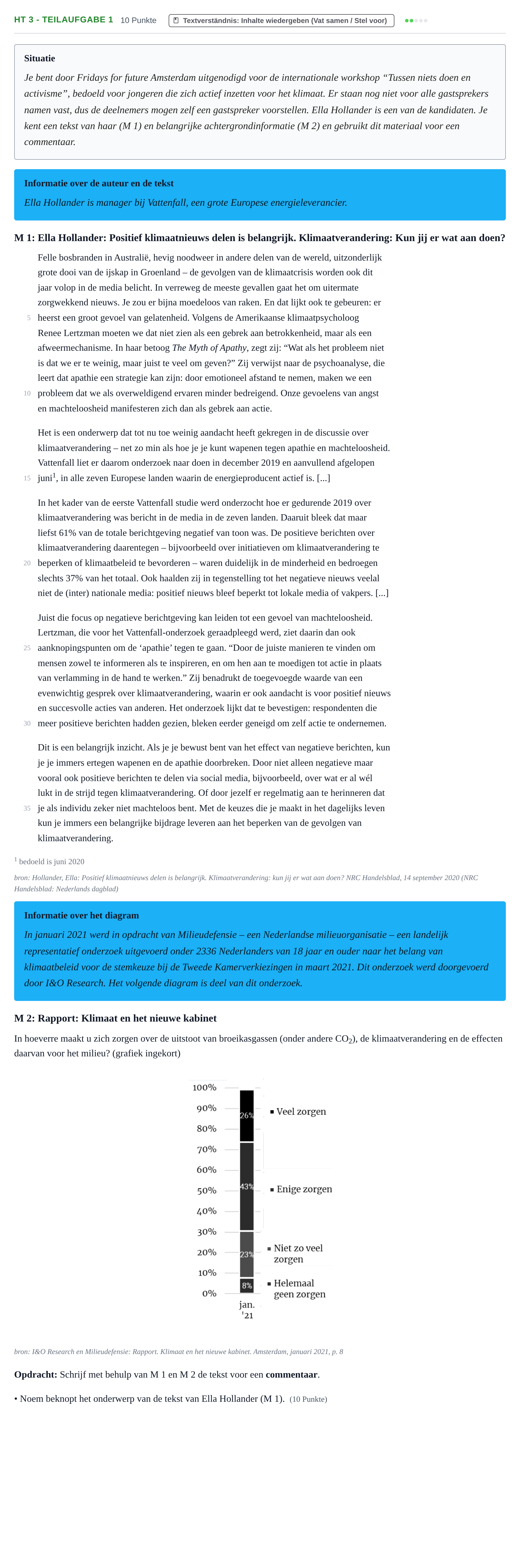 Aufgabenstellung: Aufgabe HT 3 - Teilaufgabe 1 · Abitur NRW Niederländisch GK · Haupttermin · neu einsetzend 2022