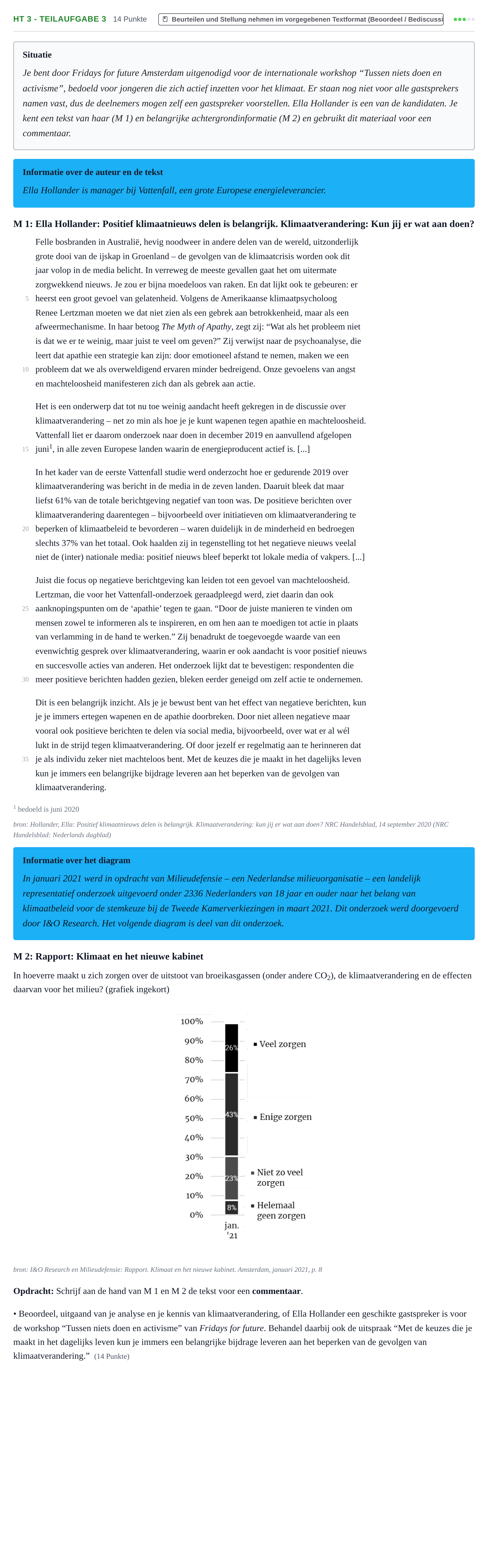 Aufgabenstellung: Aufgabe HT 3 - Teilaufgabe 3 · Abitur NRW Niederländisch GK · Haupttermin · neu einsetzend 2022