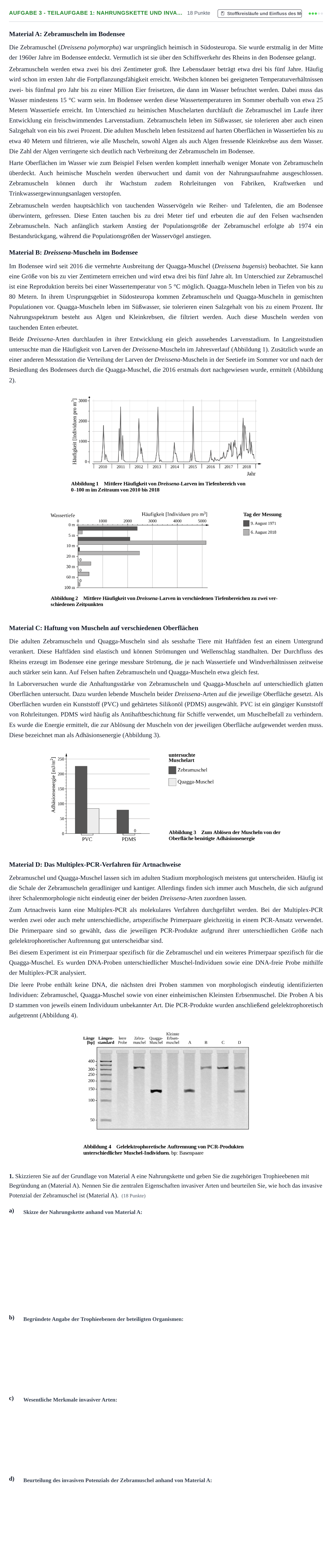 Aufgabenstellung: Aufgabe 3 - Teilaufgabe 1: Nahrungskette und Inva… · Abitur NRW Biologie LK · Nachtermin · Weiterbildungskolleg 2023