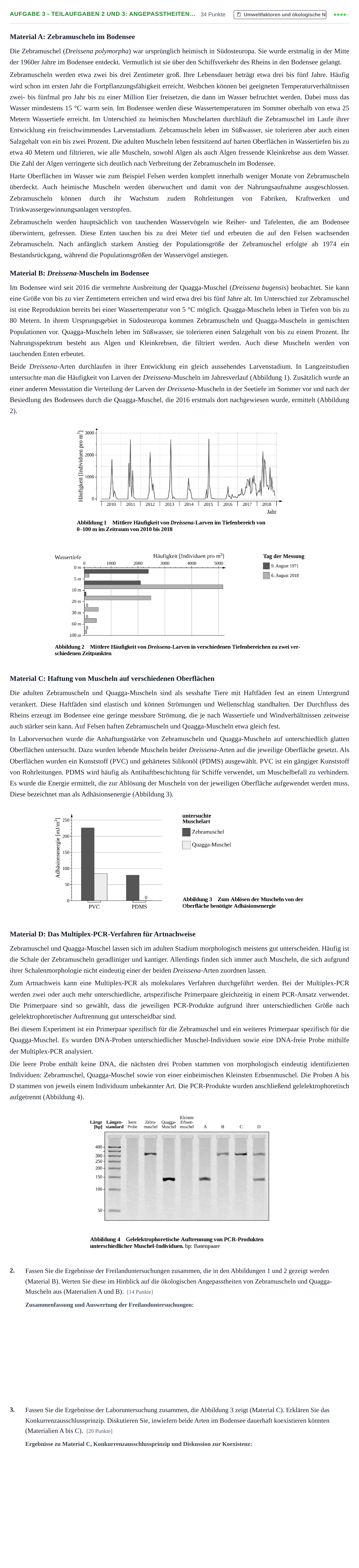 Aufgabenstellung: Aufgabe 3 - Teilaufgaben 2 und 3: Angepasstheiten… · Abitur NRW Biologie LK · Nachtermin · Weiterbildungskolleg 2023