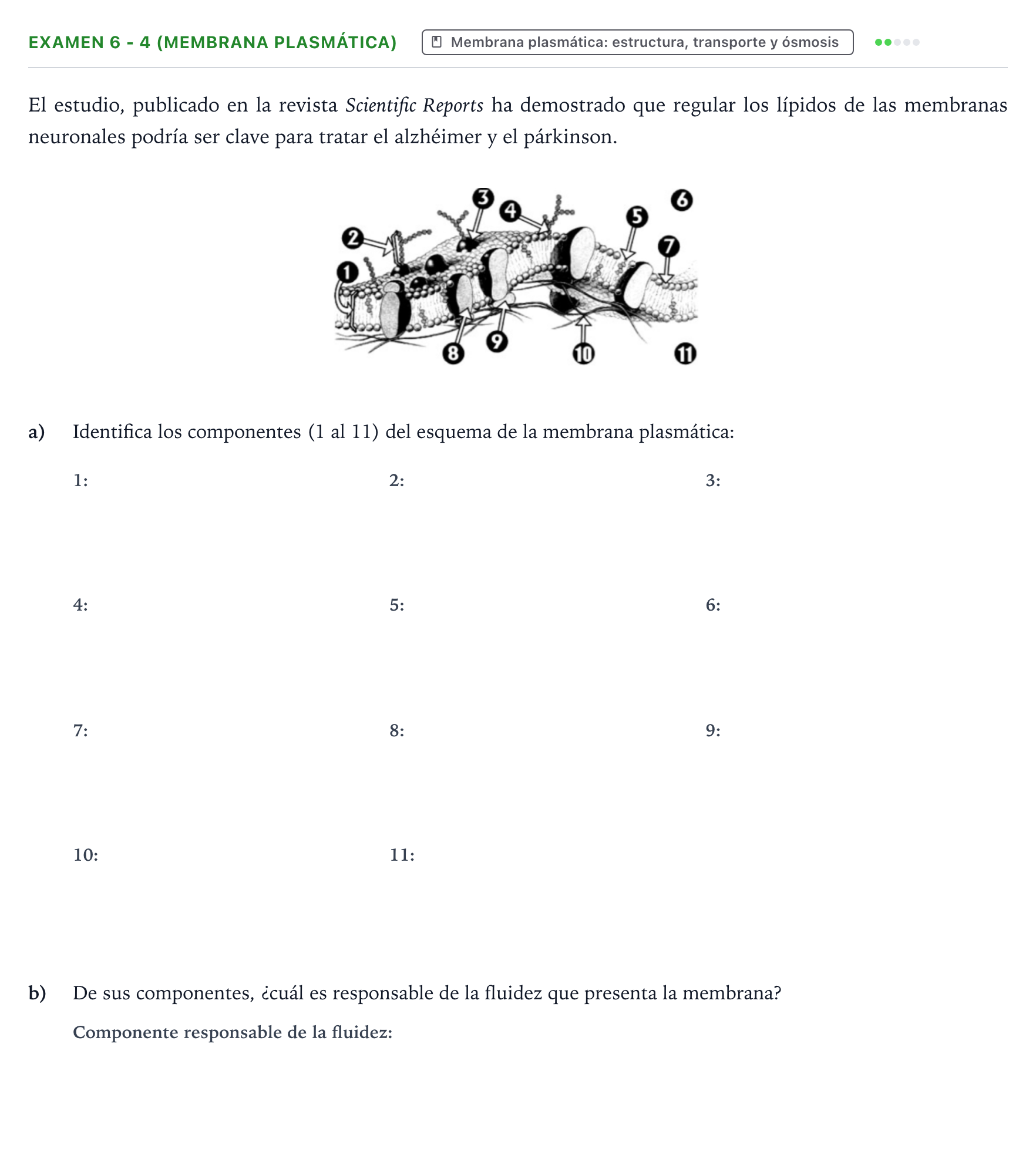 Enunciado: Ejercicio Examen 6 - 4 (Membrana plasmática) · Biología PAU Canarias Preguntas-Ebau.pdf