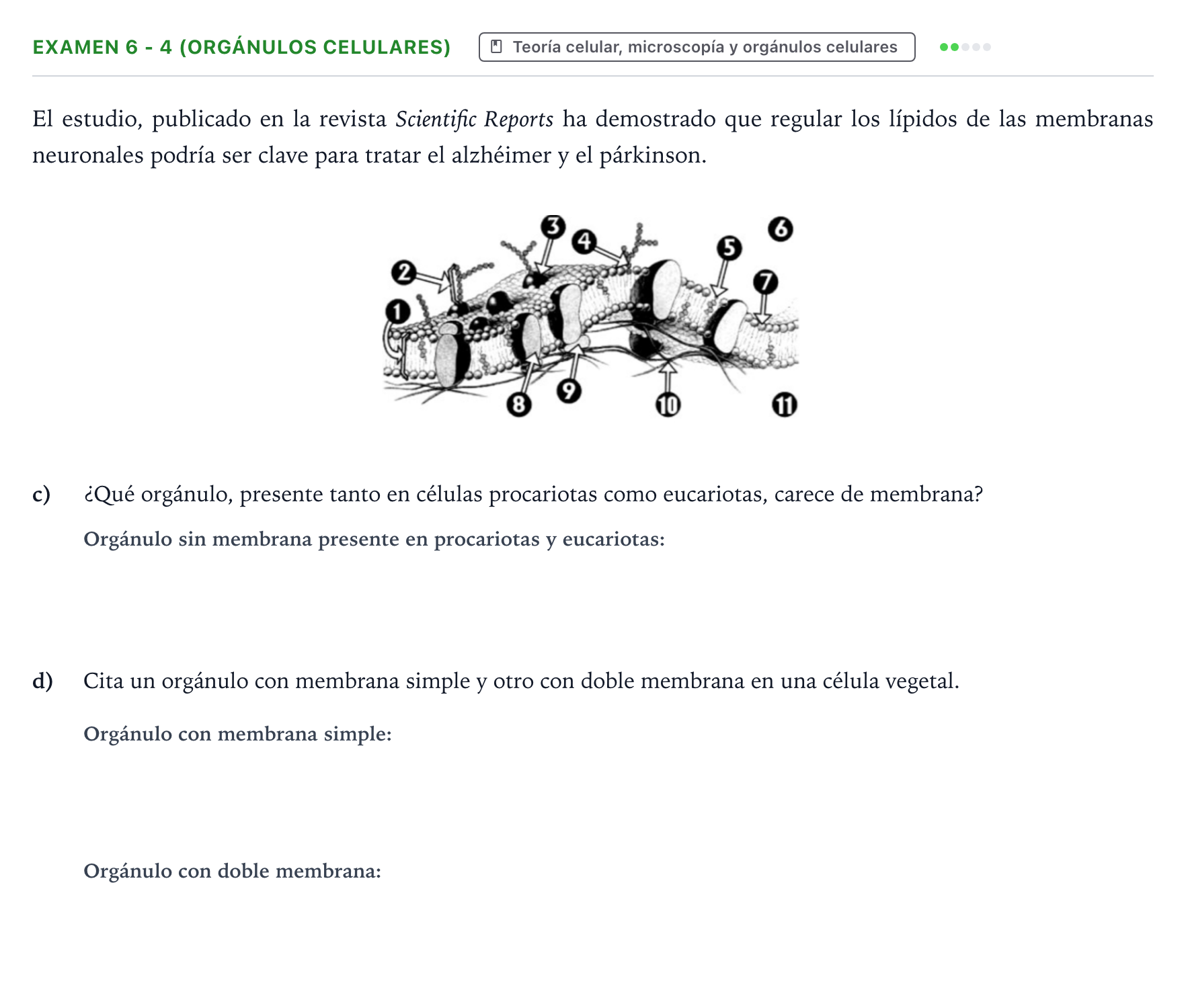 Enunciado: Ejercicio Examen 6 - 4 (Orgánulos celulares) · Biología PAU Canarias Preguntas-Ebau.pdf