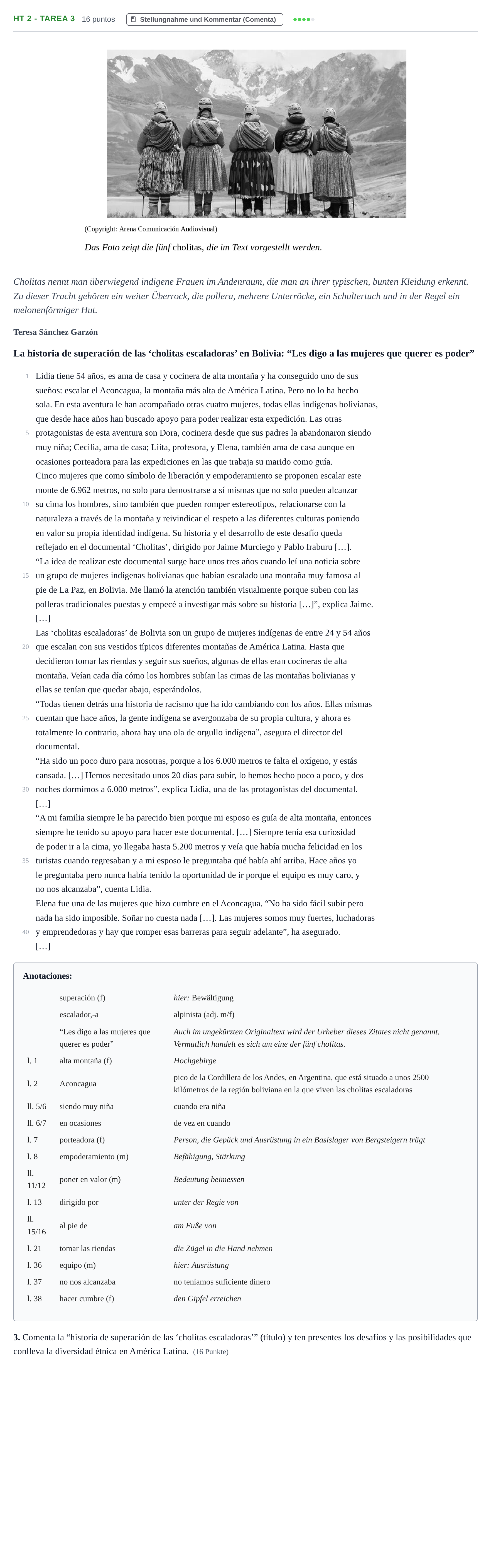 Aufgabenstellung: Aufgabe HT 2 - Tarea 3 · Abitur NRW Spanisch GK · Haupttermin · neu einsetzend 2021