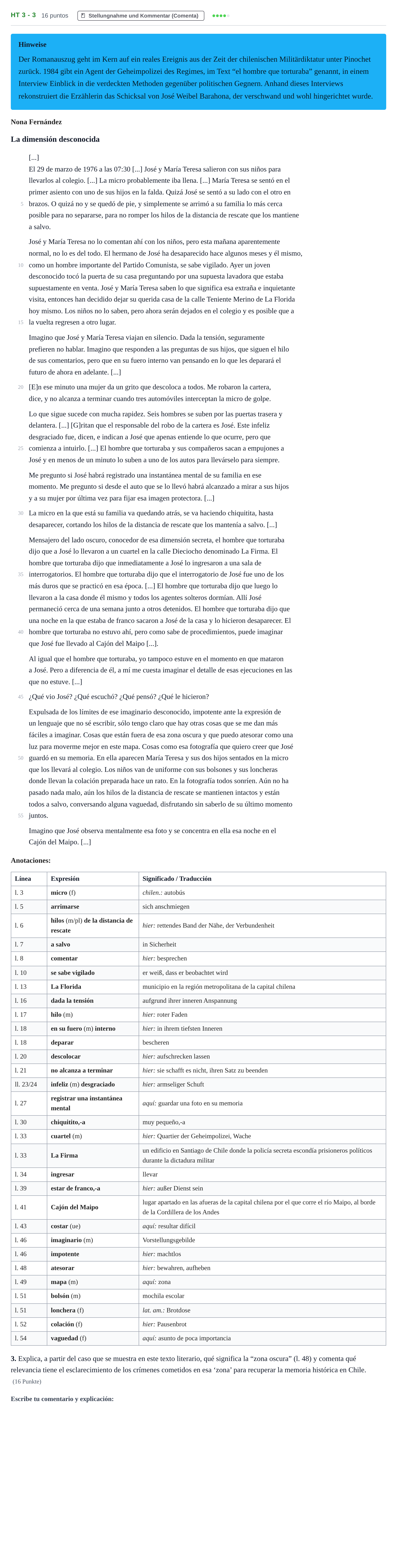 Aufgabenstellung: Aufgabe HT 3 - 3 · Abitur NRW Spanisch GK · Haupttermin · fortgeführt 2021