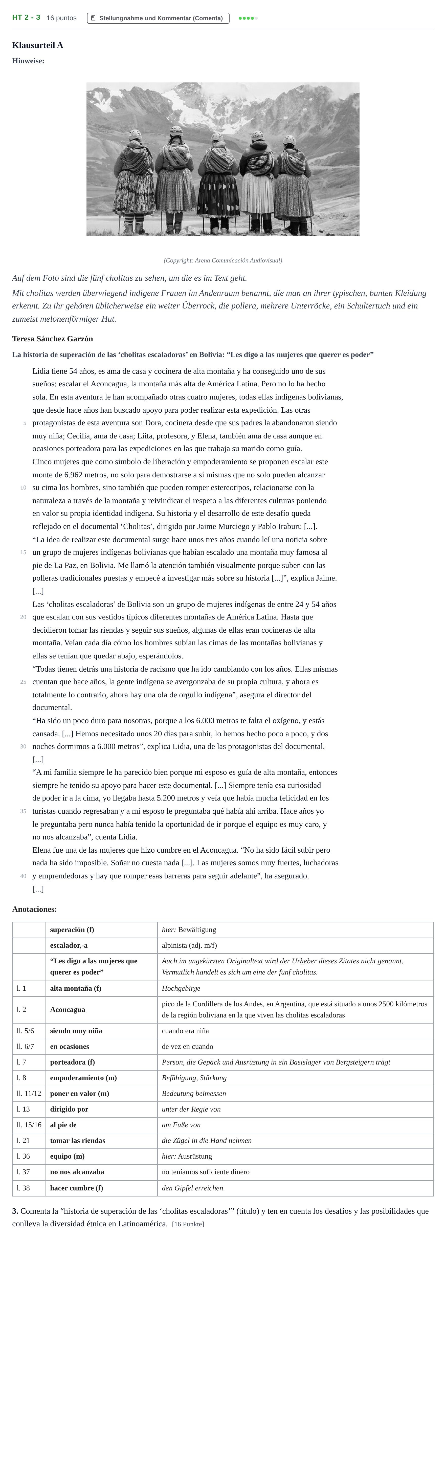 Aufgabenstellung: Aufgabe HT 2 - 3 · Abitur NRW Spanisch GK · Haupttermin · neu einsetzend · Weit 2021