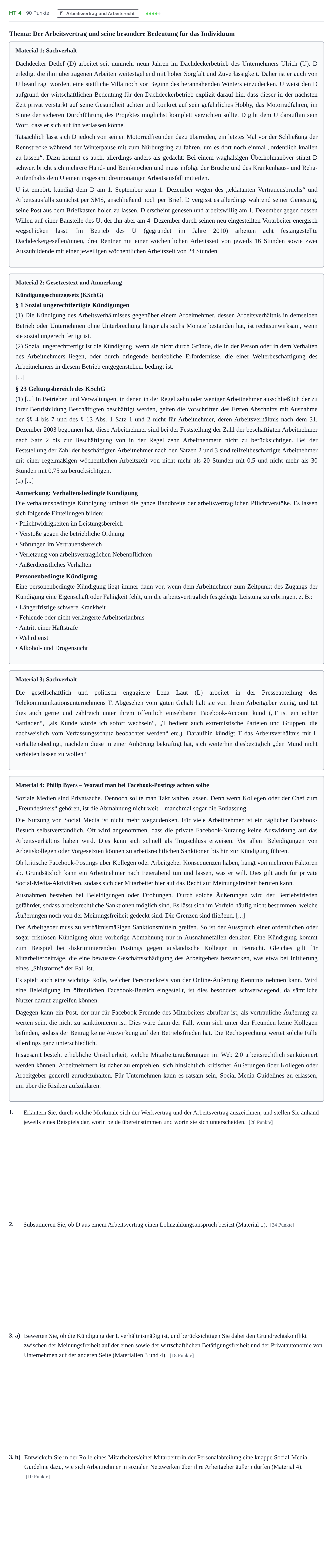 Aufgabenstellung: Aufgabe HT 4 · Abitur NRW Recht GK · Haupttermin 2021