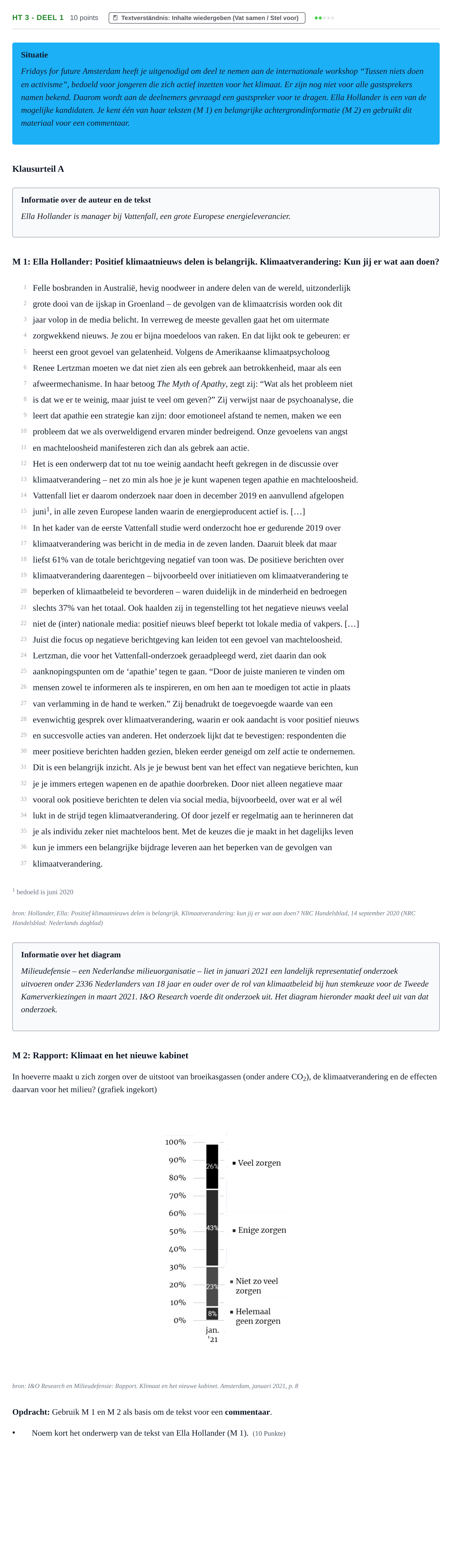 Aufgabenstellung: Aufgabe HT 3 - Deel 1 · Abitur NRW Niederländisch GK · Haupttermin · neu einsetzend · Weit 2022