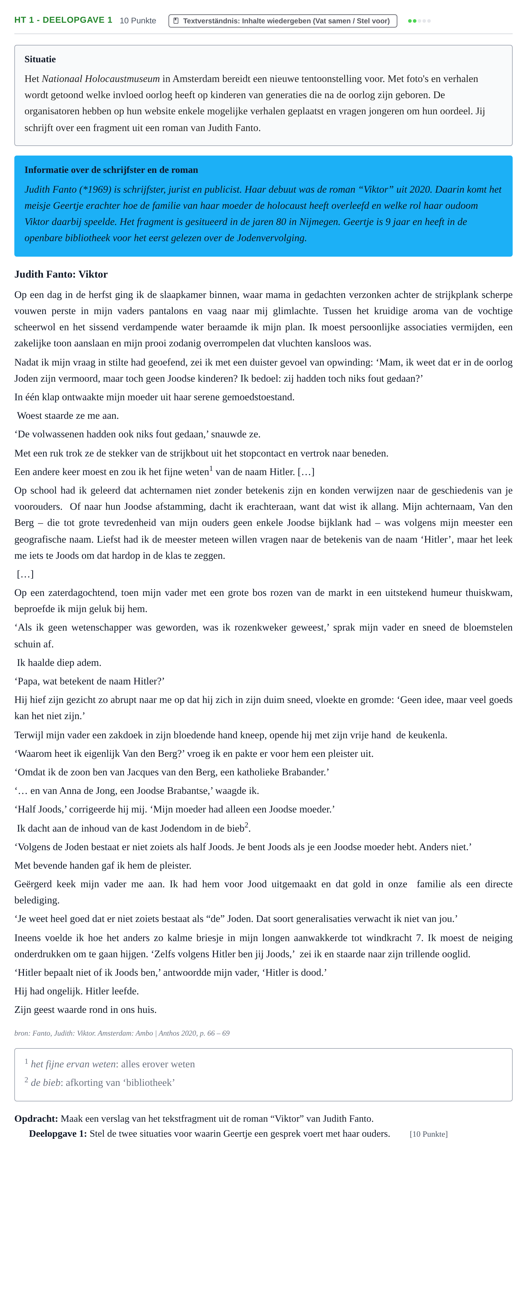 Aufgabenstellung: Aufgabe HT 1 - Deelopgave 1 · Abitur NRW Niederländisch GK · Haupttermin · neu einsetzend · Weit 2023