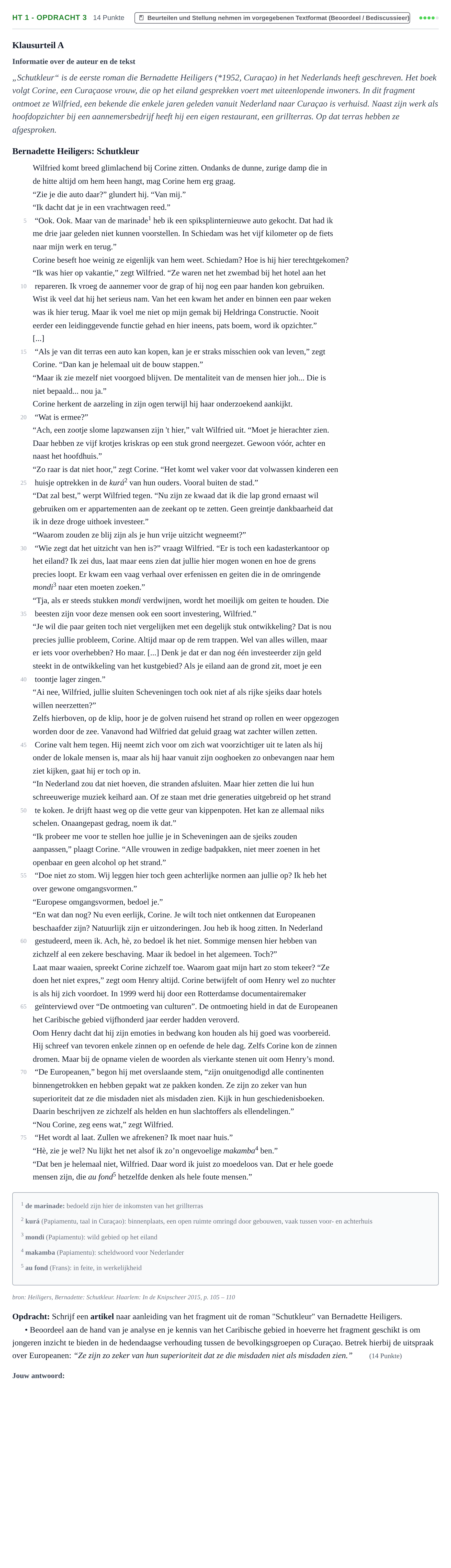 Aufgabenstellung: Aufgabe HT 1 - Opdracht 3 · Abitur NRW Niederländisch LK · Haupttermin · fortgeführt 2023