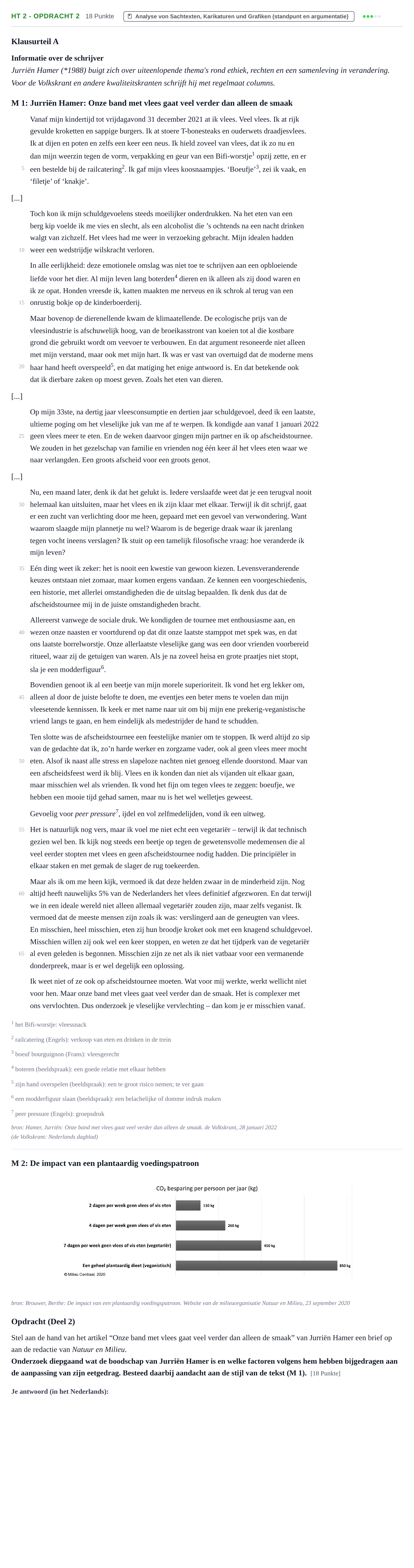 Aufgabenstellung: Aufgabe HT 2 - Opdracht 2 · Abitur NRW Niederländisch LK · Haupttermin · fortgeführt 2023