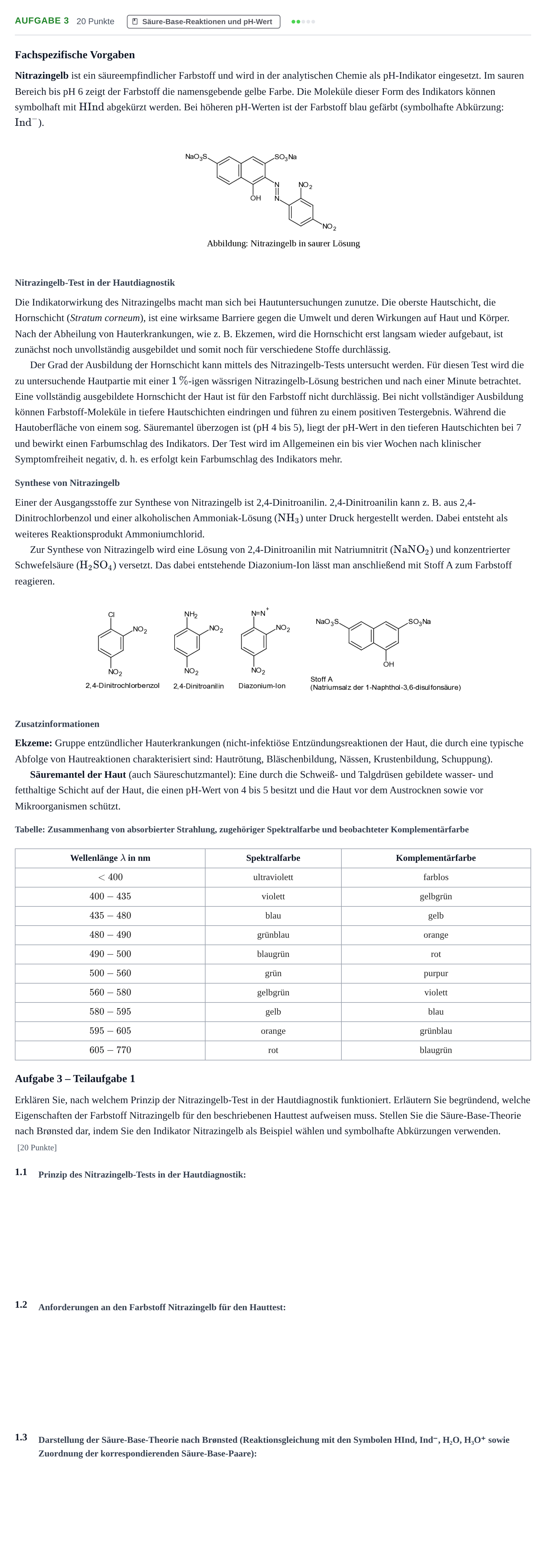 Aufgabenstellung: Aufgabe 3 - Säure-Base-Reaktionen · Abitur NRW Chemie GK · Nachtermin 2021