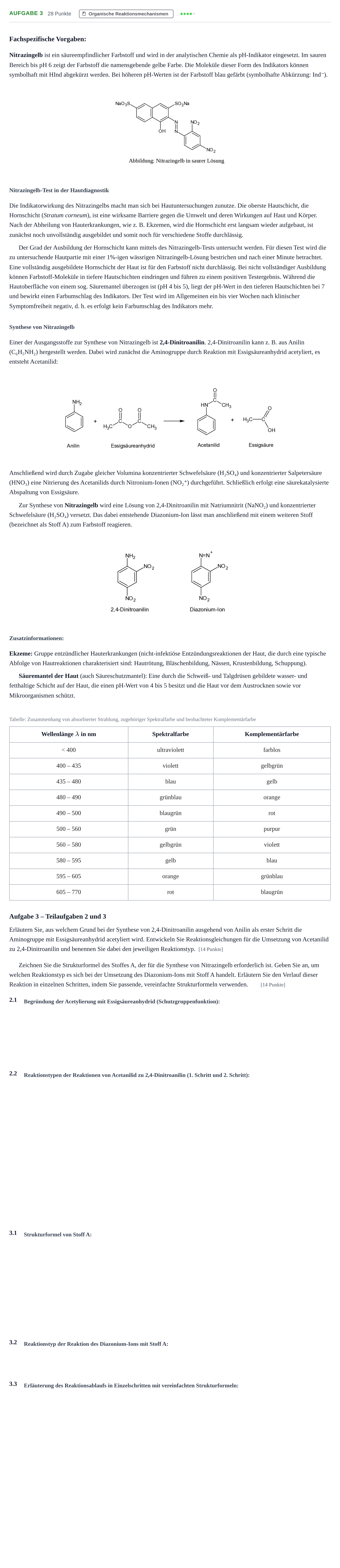 Aufgabenstellung: Aufgabe 3 - Organische Reaktionsmechanismen · Abitur NRW Chemie LK · Nachtermin 2021