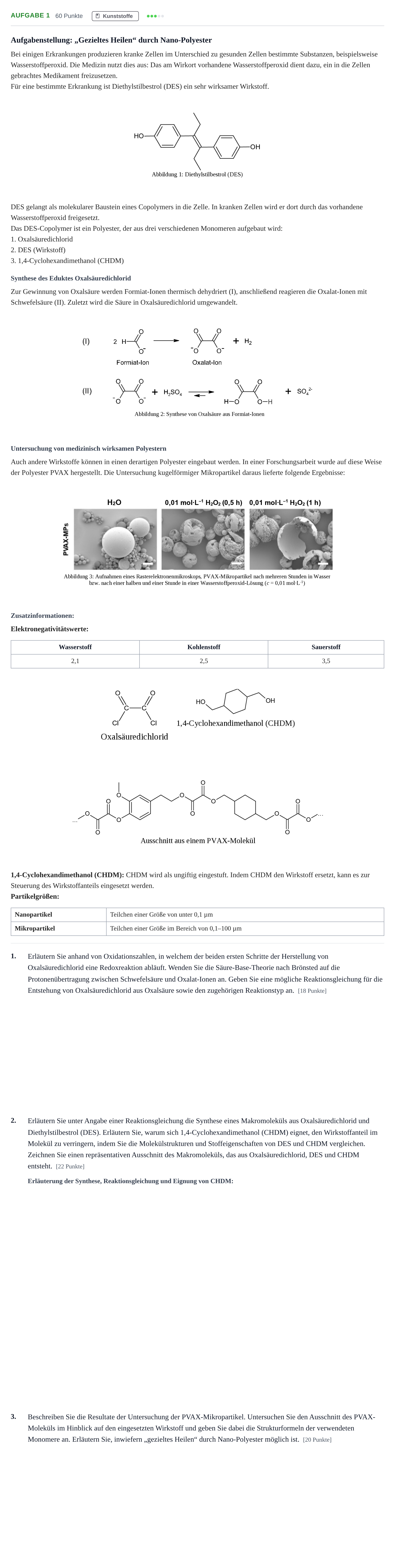 Aufgabenstellung: Aufgabe 1 · Abitur NRW Chemie GK · Haupttermin 2022