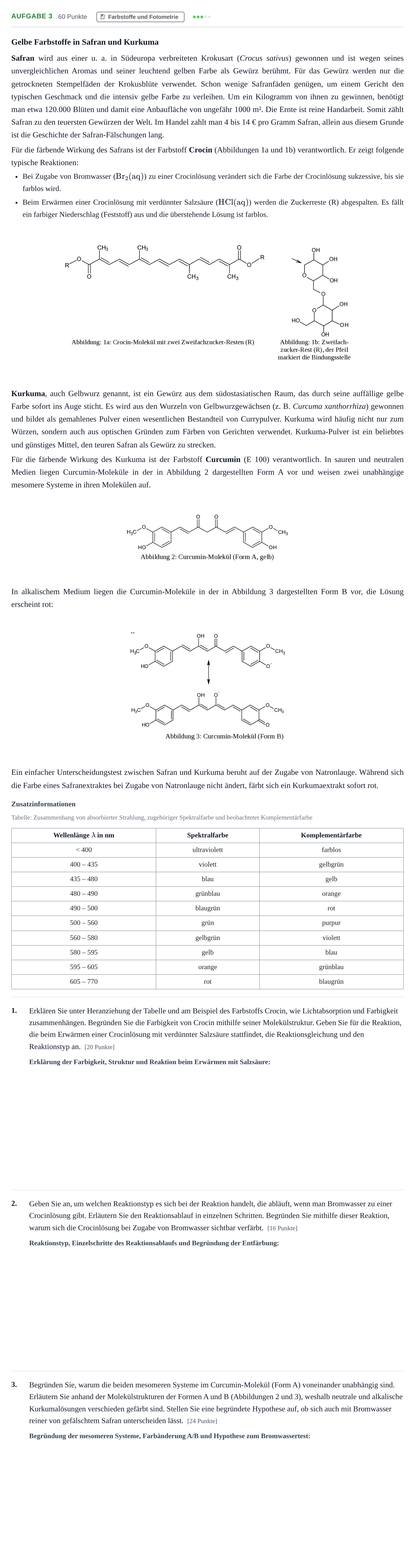 Aufgabenstellung: Aufgabe 3 · Abitur NRW Chemie GK · Haupttermin 2022