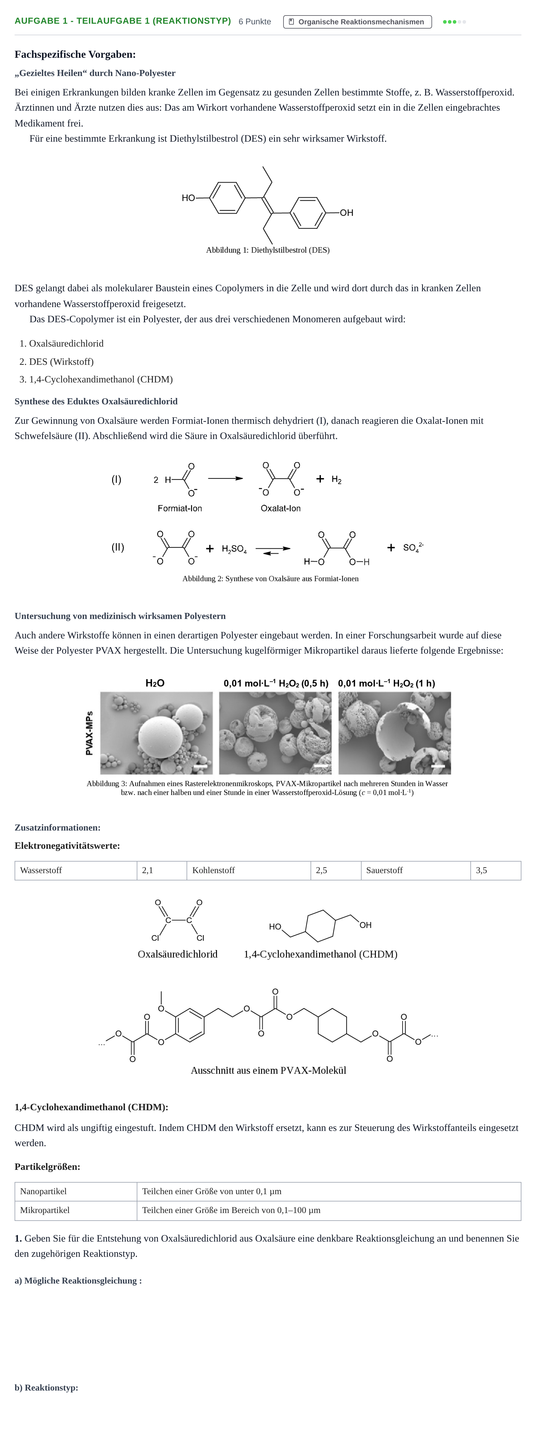 Aufgabenstellung: Aufgabe 1 - Teilaufgabe 1 (Reaktionstyp) · Abitur NRW Chemie GK · Haupttermin · Weiterbildungskolleg 2022