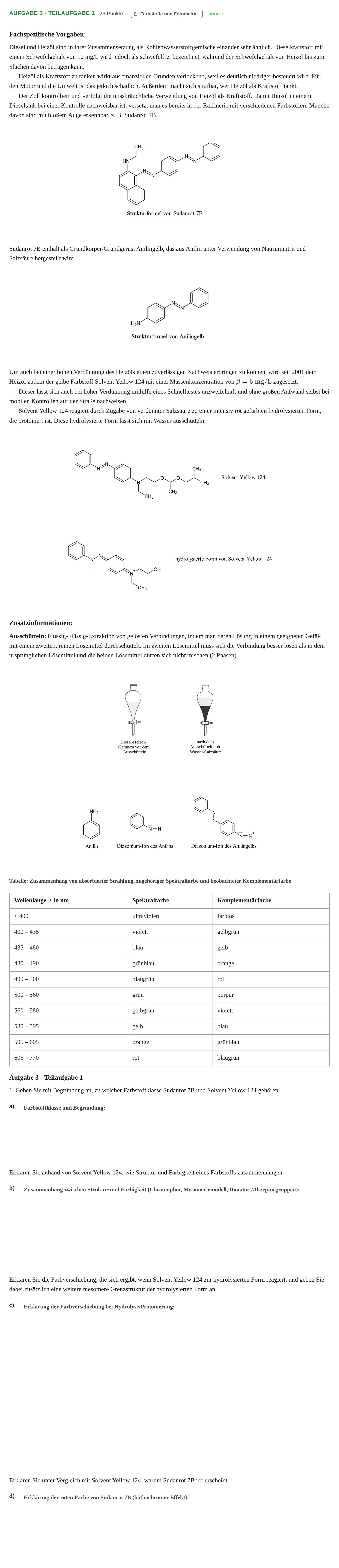 Aufgabenstellung: Aufgabe 3 - Teilaufgabe 1 · Abitur NRW Chemie GK · Nachtermin 2022