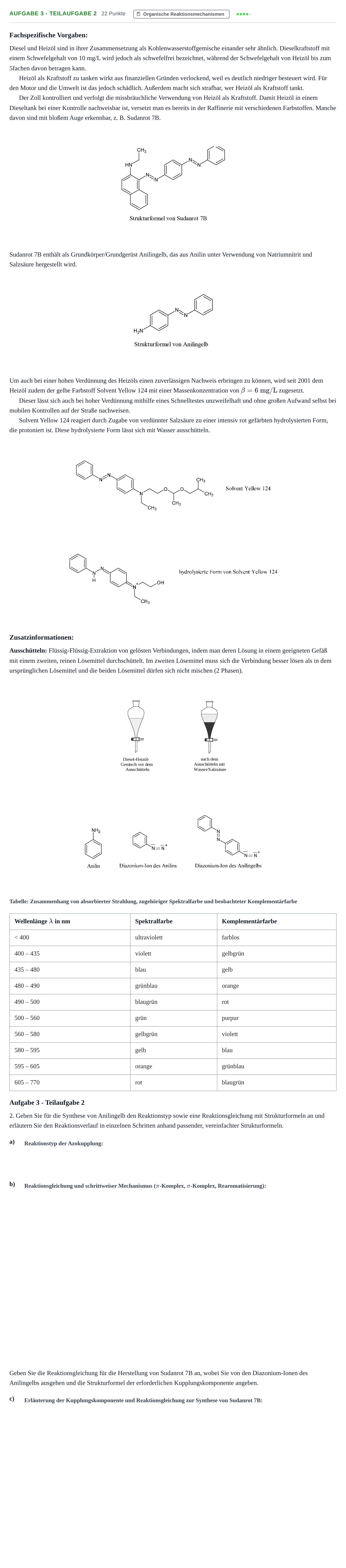 Aufgabenstellung: Aufgabe 3 - Teilaufgabe 2 · Abitur NRW Chemie GK · Nachtermin 2022