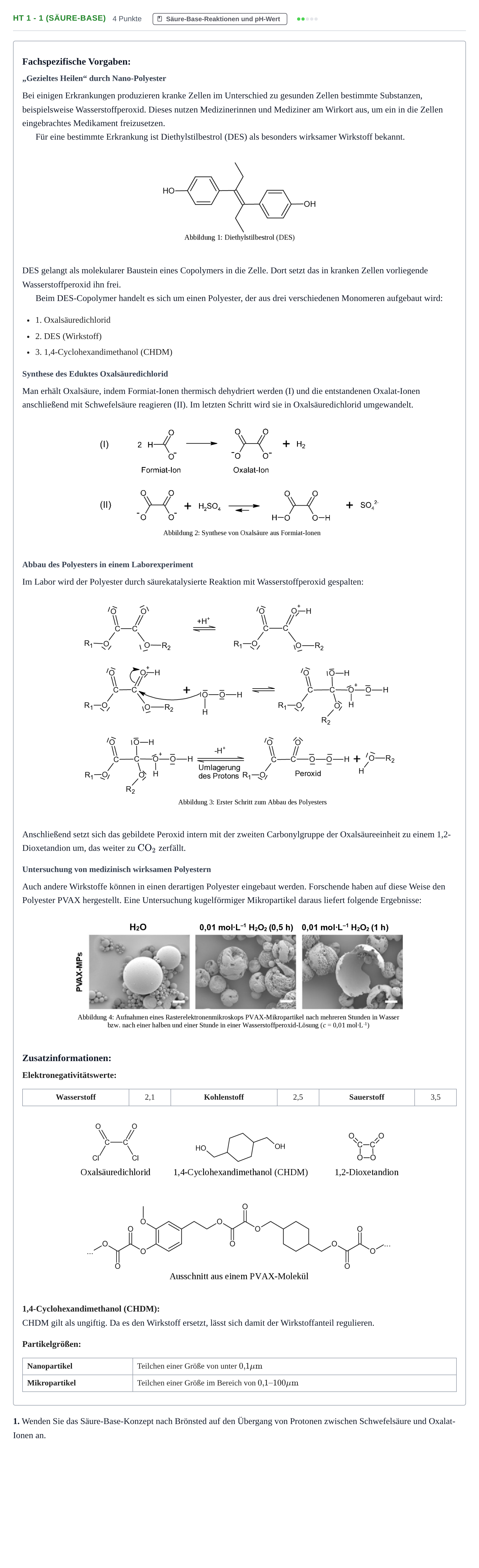 Aufgabenstellung: Aufgabe HT 1 - 1 (Säure-Base) · Abitur NRW Chemie LK · Haupttermin 2022