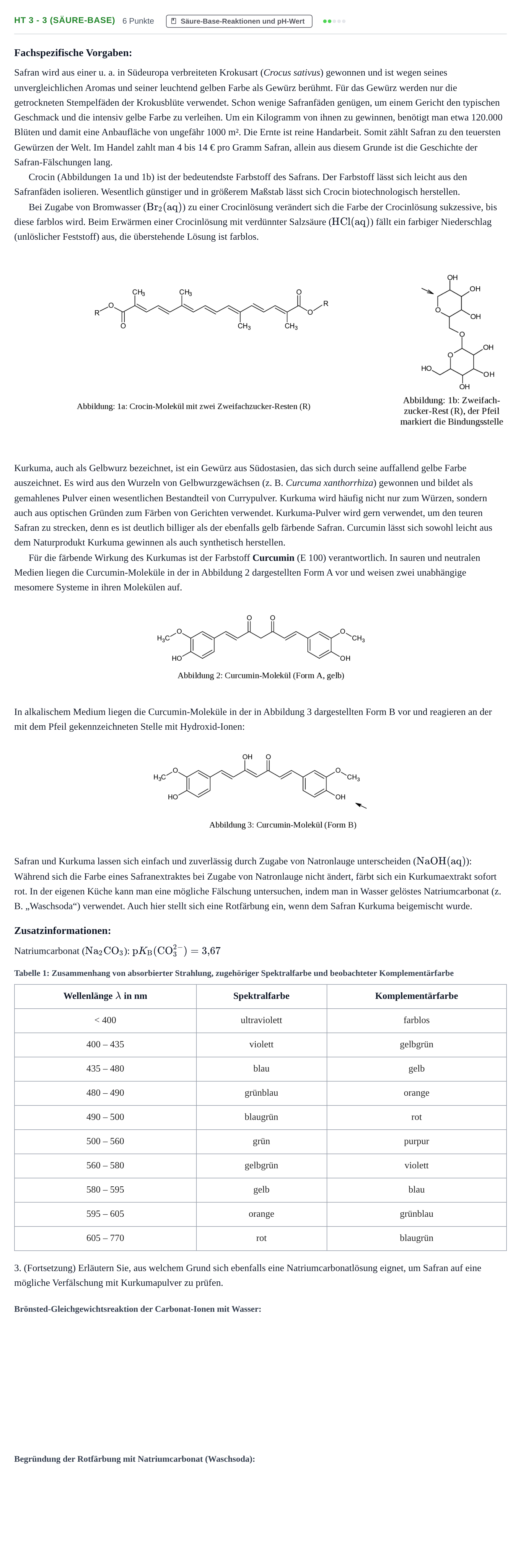 Aufgabenstellung: Aufgabe HT 3 - 3 (Säure-Base) · Abitur NRW Chemie LK · Haupttermin 2022