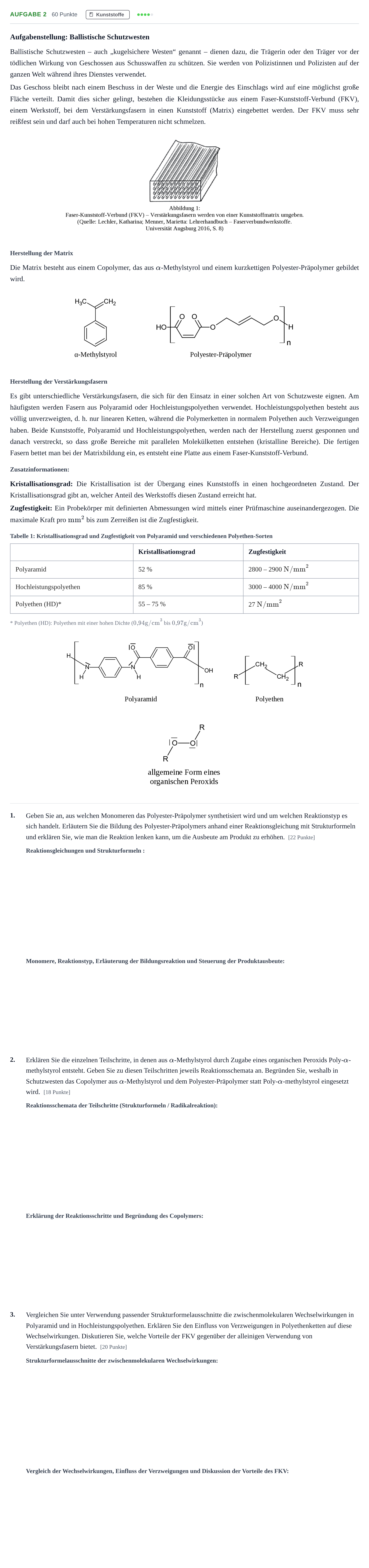 Aufgabenstellung: Aufgabe 2 · Abitur NRW Chemie GK · Haupttermin 2023