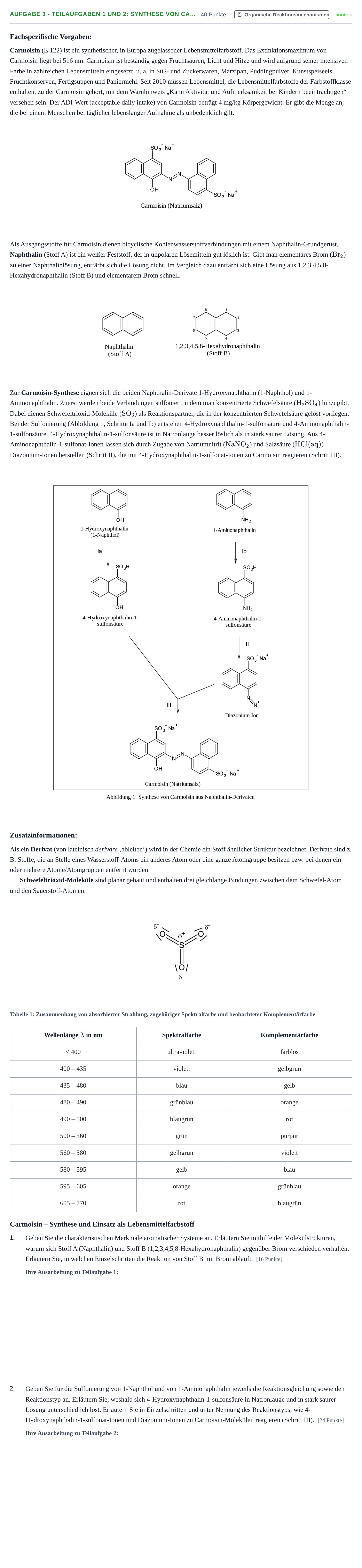 Aufgabenstellung: Aufgabe 3 - Teilaufgaben 1 und 2: Synthese von Ca… · Abitur NRW Chemie GK · Haupttermin · Weiterbildungskolleg 2023