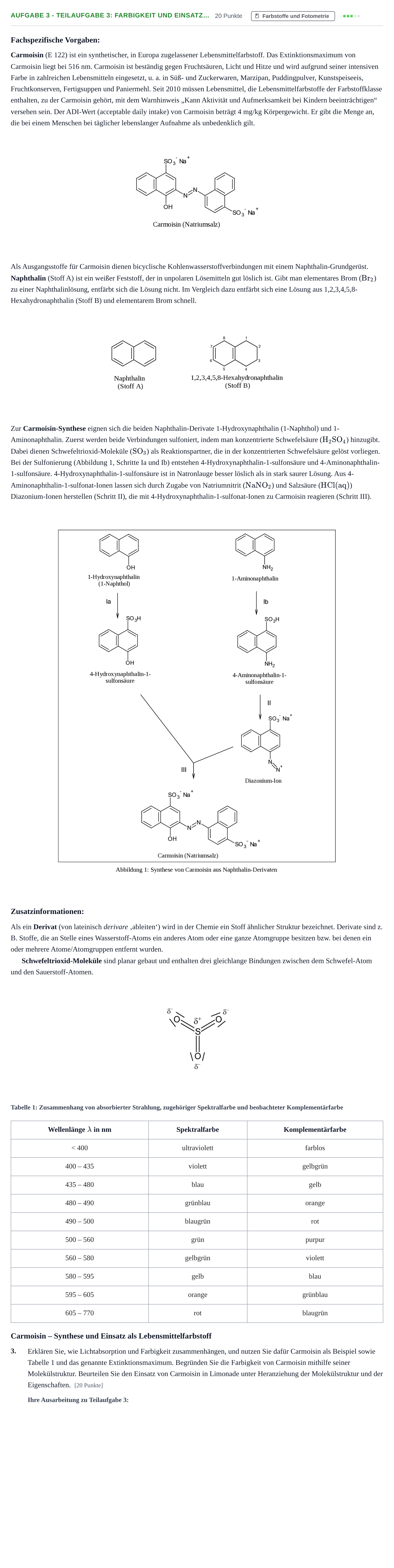 Aufgabenstellung: Aufgabe 3 - Teilaufgabe 3: Farbigkeit und Einsatz… · Abitur NRW Chemie GK · Haupttermin · Weiterbildungskolleg 2023