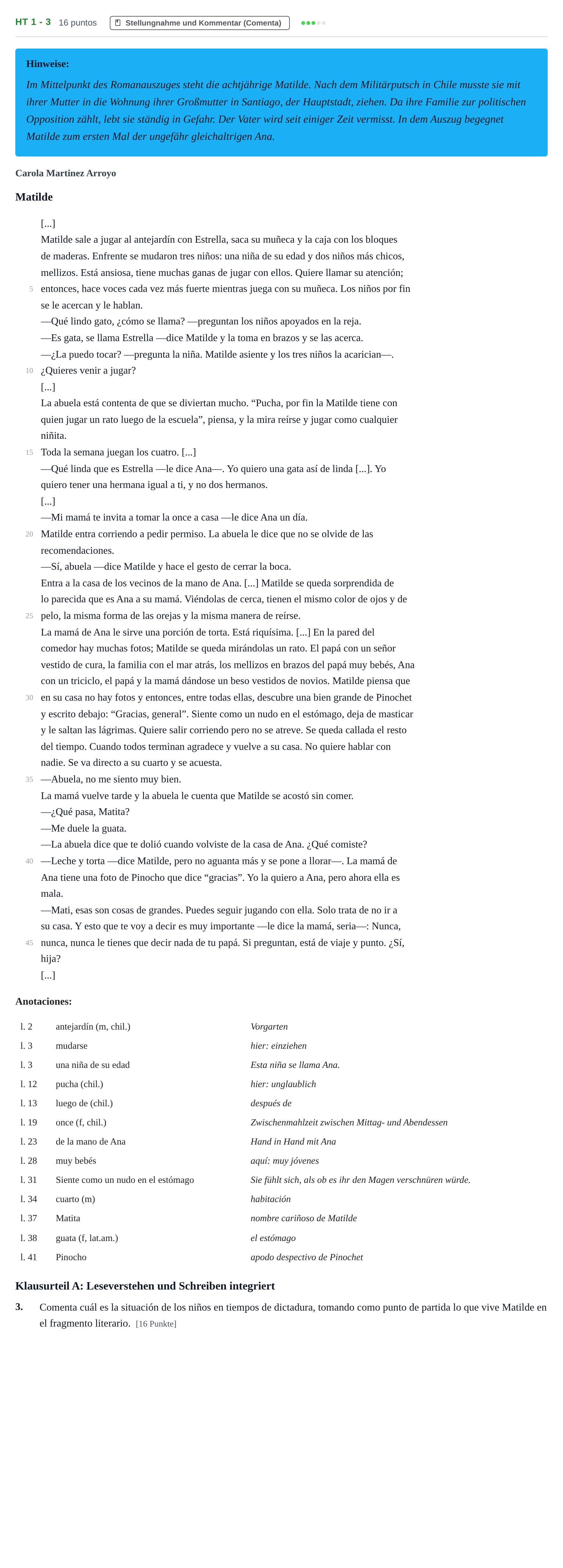 Aufgabenstellung: Aufgabe HT 1 - 3 · Abitur NRW Spanisch GK · Haupttermin · neu einsetzend 2023