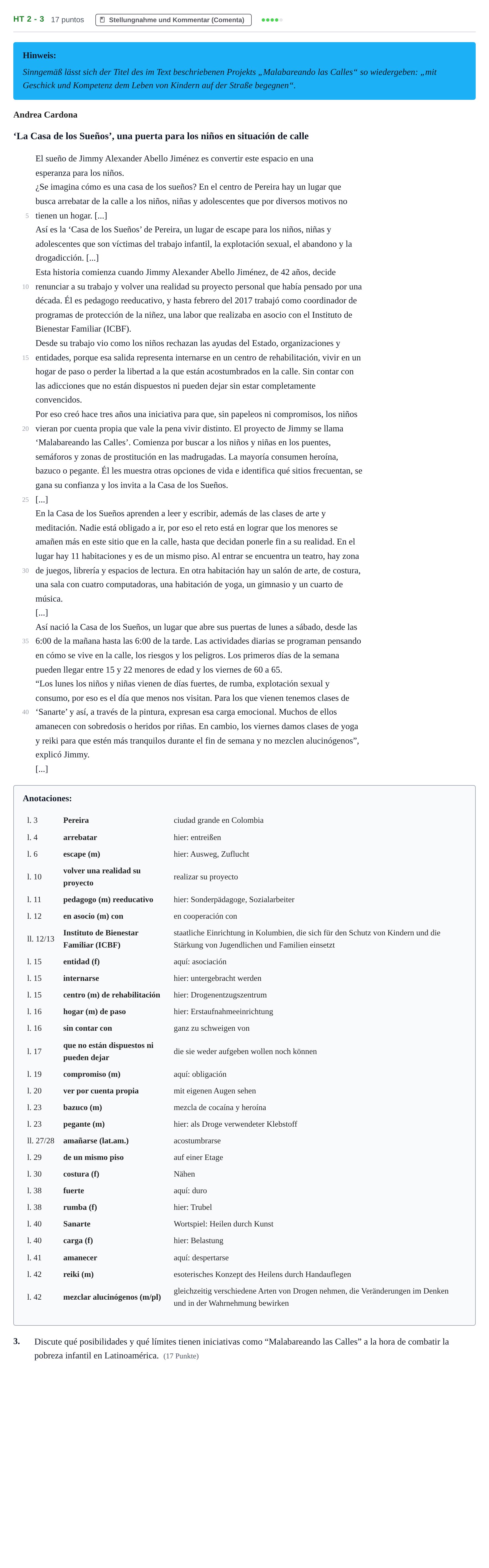 Aufgabenstellung: Aufgabe HT 2 - 3 · Abitur NRW Spanisch GK · Haupttermin · neu einsetzend 2023