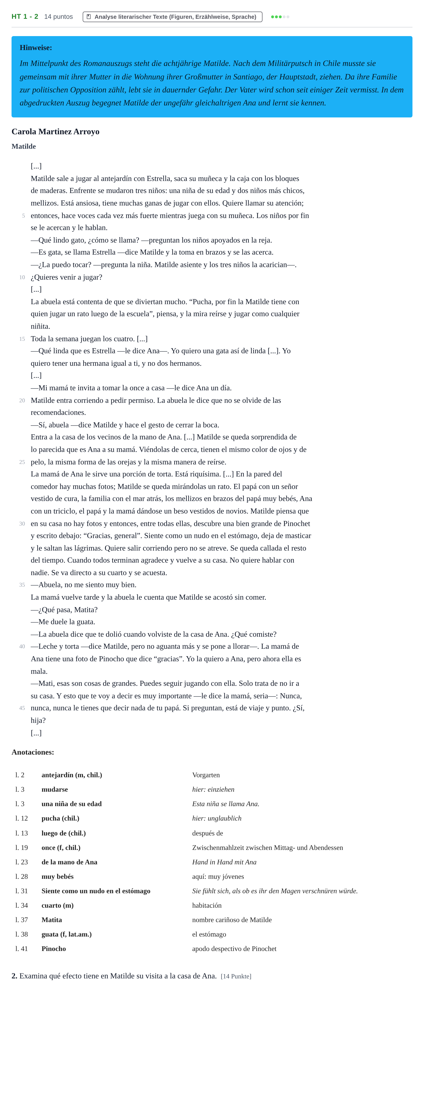 Aufgabenstellung: Aufgabe HT 1 - 2 · Abitur NRW Spanisch GK · Haupttermin · neu einsetzend · Weit 2023