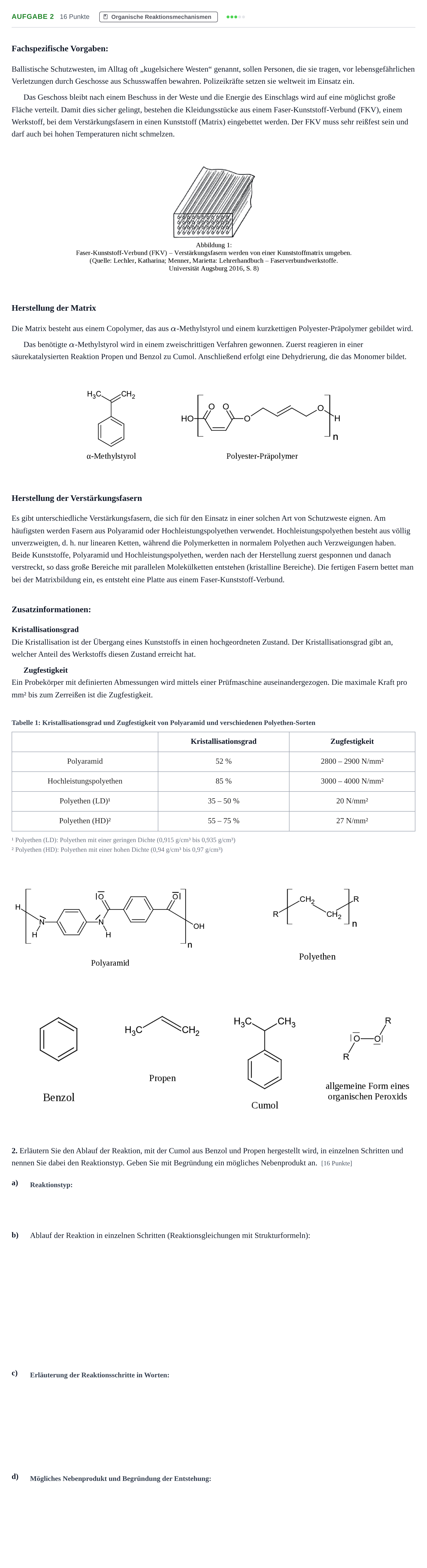 Aufgabenstellung: Aufgabe 2 - Organische Reaktionsmechanismen · Abitur NRW Chemie LK · Haupttermin 2023