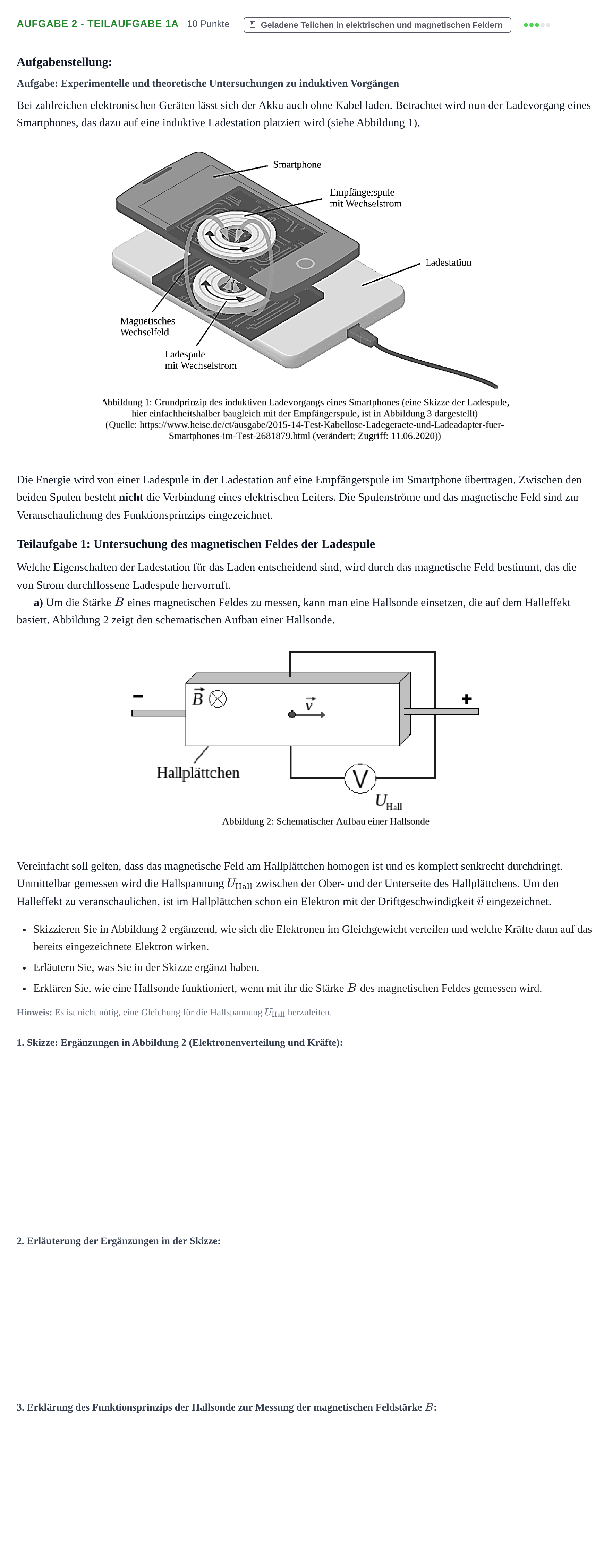 Aufgabenstellung: Aufgabe 2 - Teilaufgabe 1a · Abitur NRW Physik LK · Haupttermin · Weiterbildungskolleg 2021