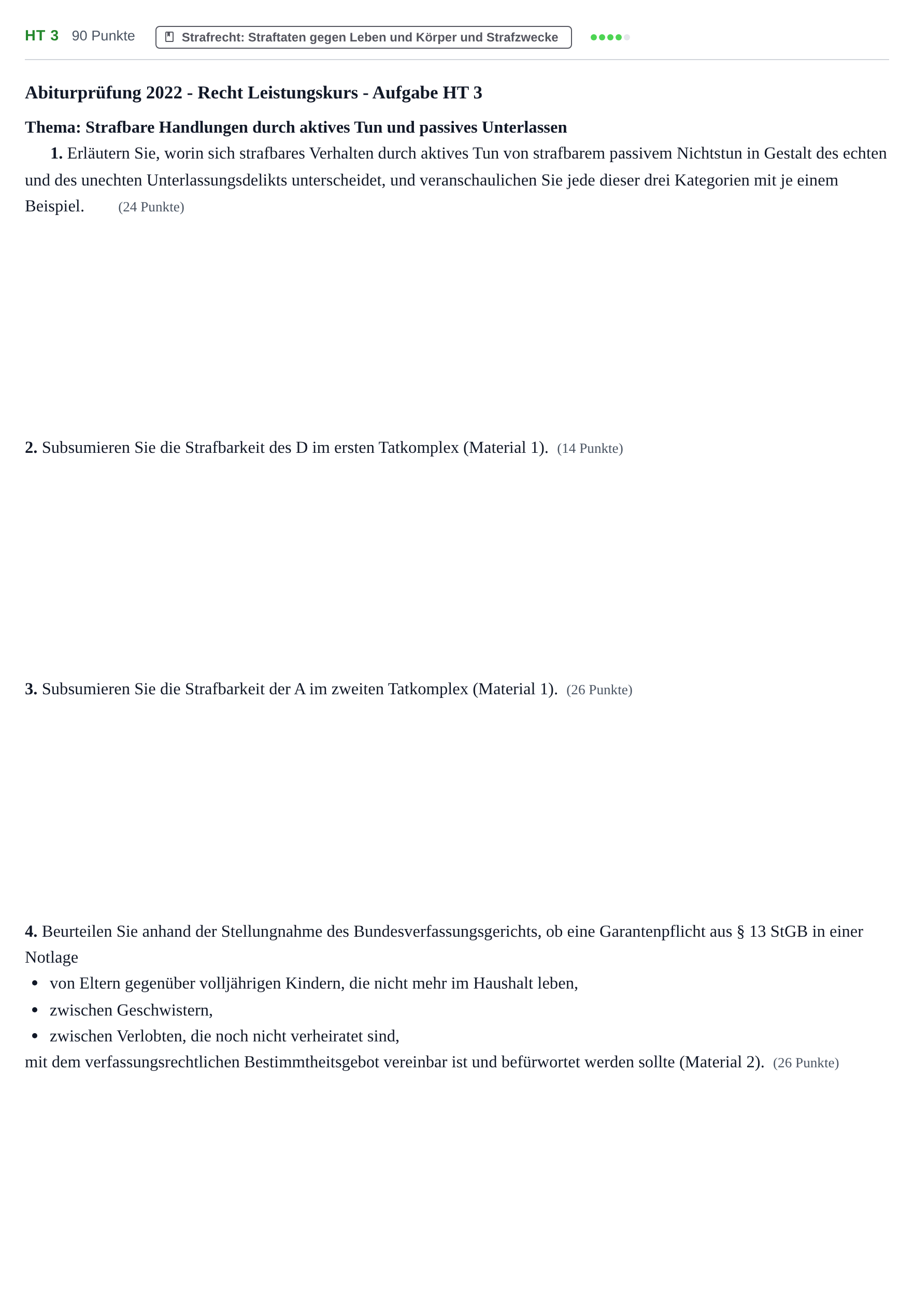 Aufgabenstellung: Aufgabe HT 3 · Abitur NRW Recht LK · Haupttermin 2022