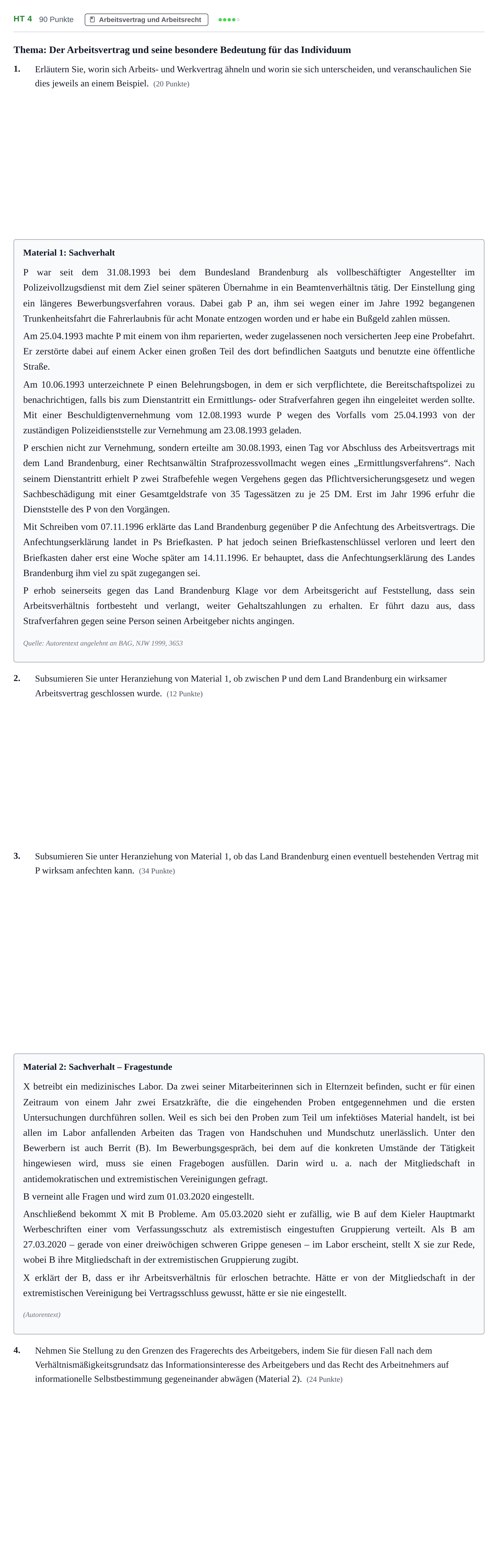 Aufgabenstellung: Aufgabe HT 4 · Abitur NRW Recht LK · Haupttermin 2022