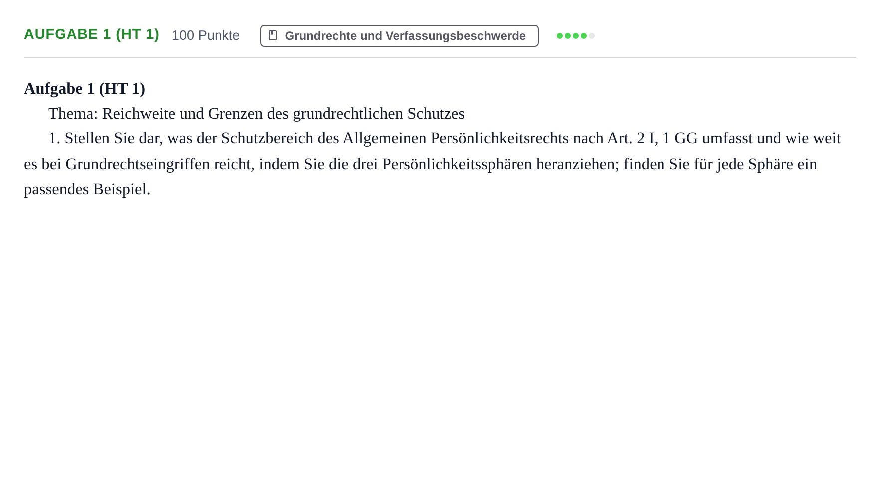 Aufgabenstellung: Aufgabe 1 (HT 1) · Abitur NRW Recht GK · Haupttermin 2023