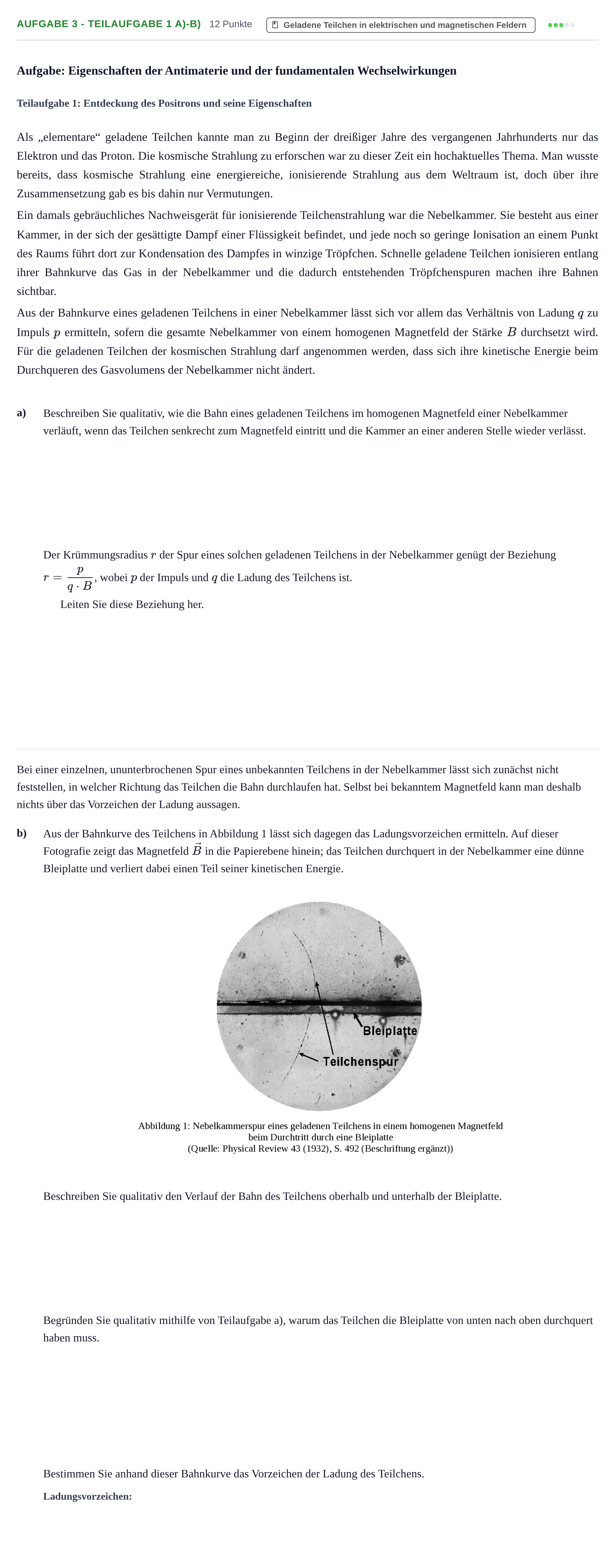 Aufgabenstellung: Aufgabe 3 - Teilaufgabe 1 a)-b) · Abitur NRW Physik LK · Nachtermin 2021