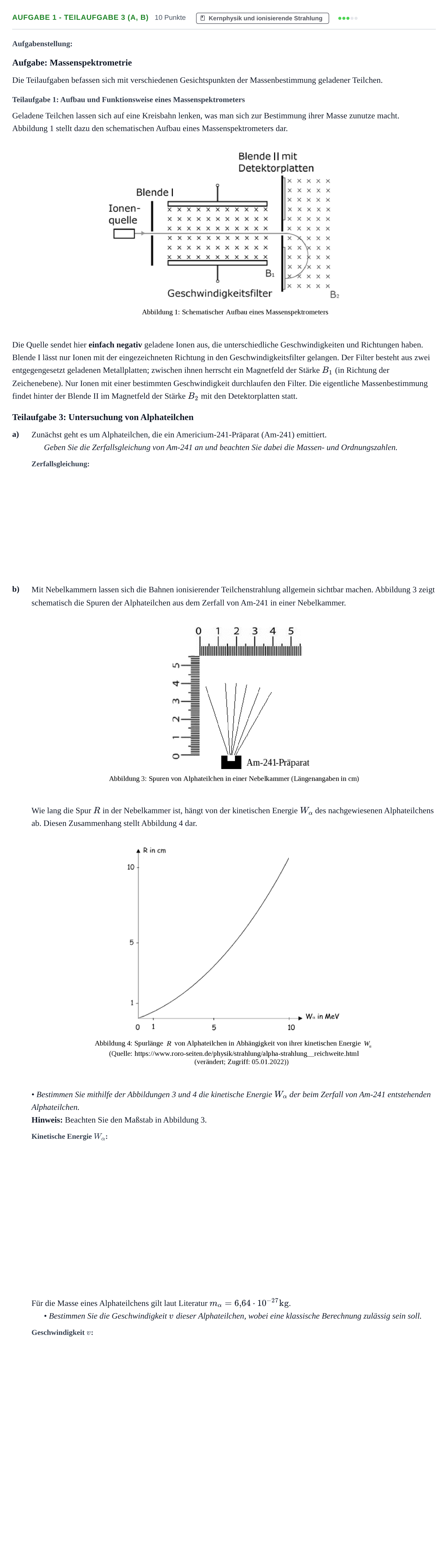 Aufgabenstellung: Aufgabe 1 - Teilaufgabe 3 (a, b) · Abitur NRW Physik GK · Nachtermin 2022