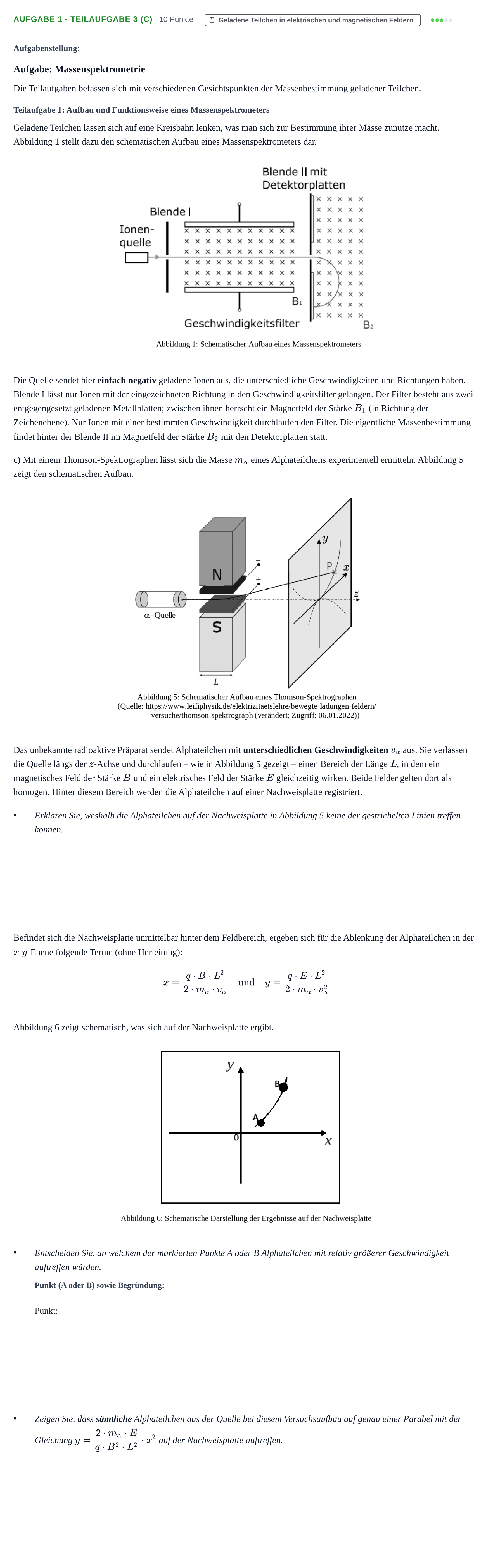 Aufgabenstellung: Aufgabe 1 - Teilaufgabe 3 (c) · Abitur NRW Physik GK · Nachtermin 2022