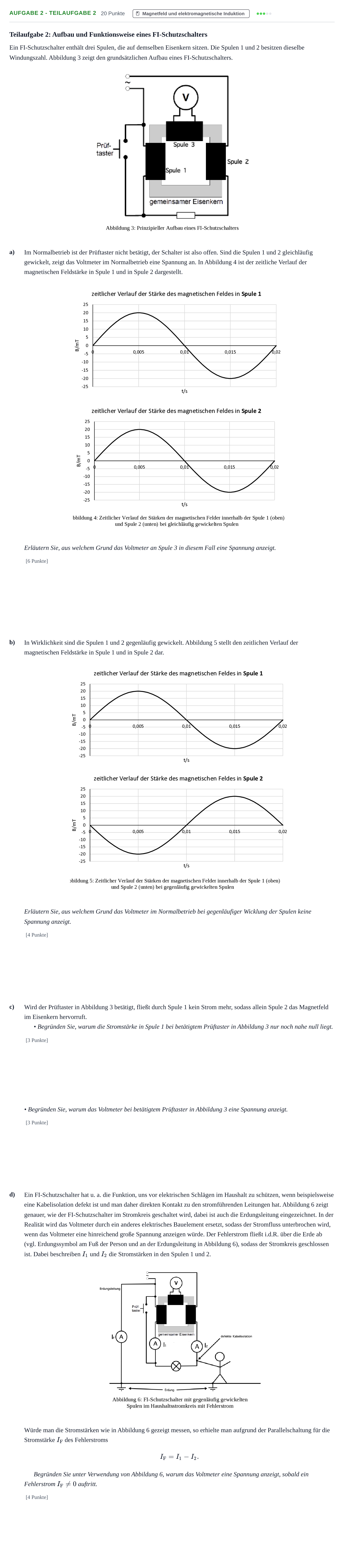 Aufgabenstellung: Aufgabe 2 - Teilaufgabe 2 · Abitur NRW Physik GK · Nachtermin 2022