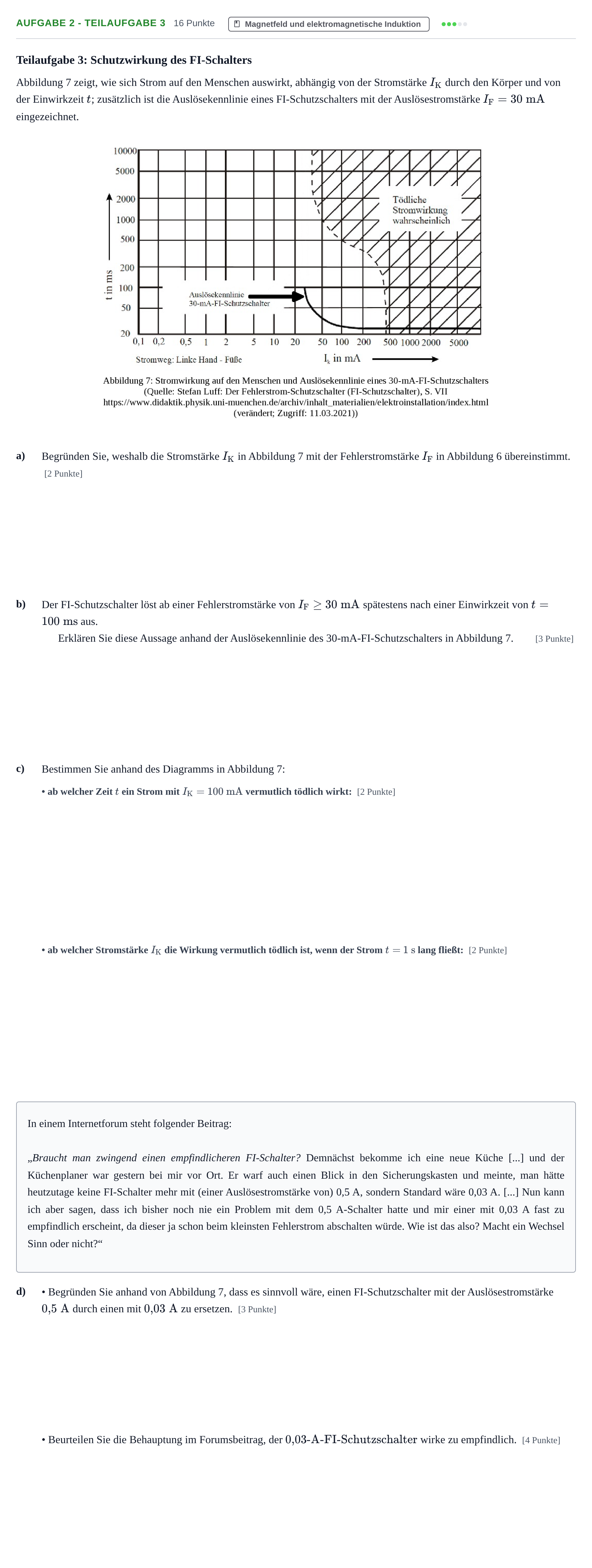 Aufgabenstellung: Aufgabe 2 - Teilaufgabe 3 · Abitur NRW Physik GK · Nachtermin 2022