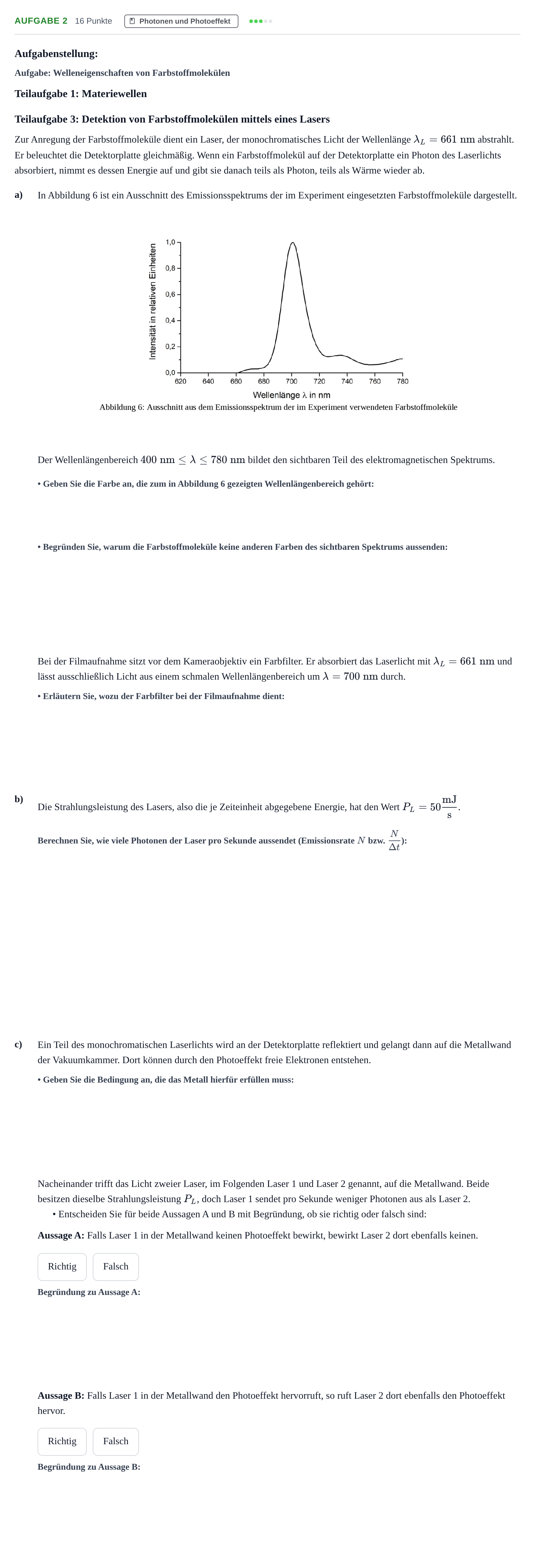 Aufgabenstellung: Aufgabe 2 - Photonen und Photoeffekt · Abitur NRW Physik LK · Haupttermin 2022