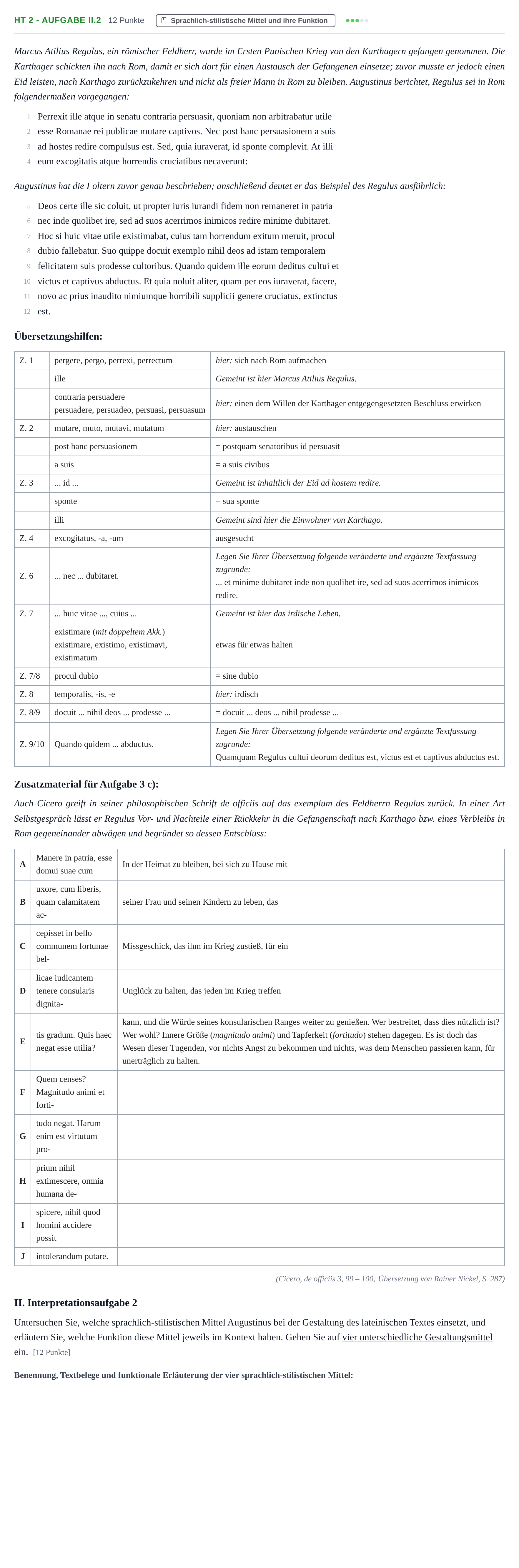 Aufgabenstellung: Aufgabe HT 2 - Aufgabe II.2 · Abitur NRW Latein GK · Haupttermin · fortgeführt 2021