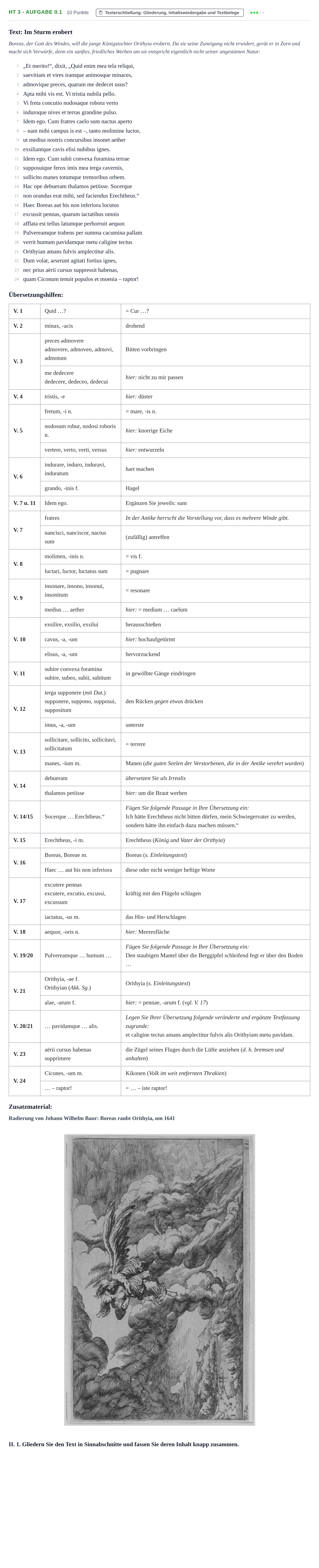 Aufgabenstellung: Aufgabe HT 3 - Aufgabe II.1 · Abitur NRW Latein GK · Haupttermin · fortgeführt 2021