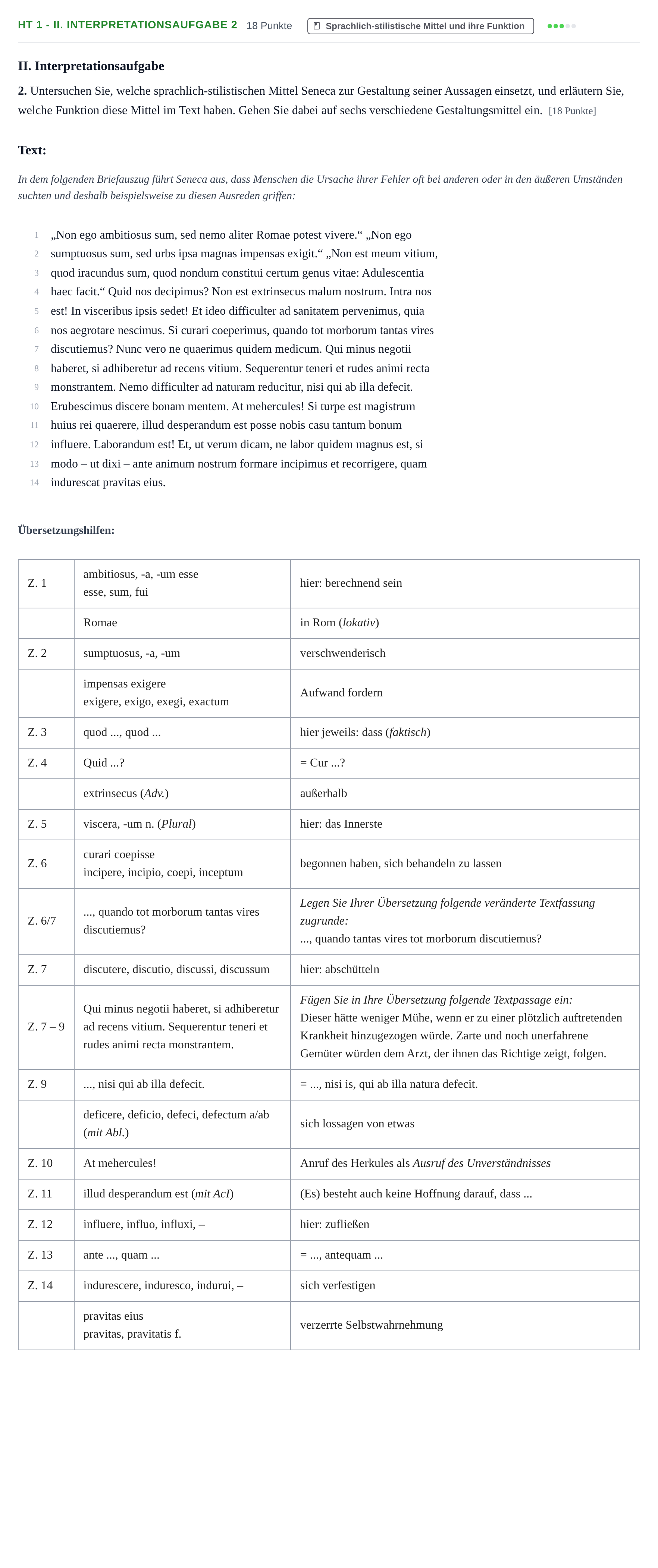 Aufgabenstellung: Aufgabe HT 1 - II. Interpretationsaufgabe 2 · Abitur NRW Latein GK · Haupttermin · neu einsetzend · Weit 2022