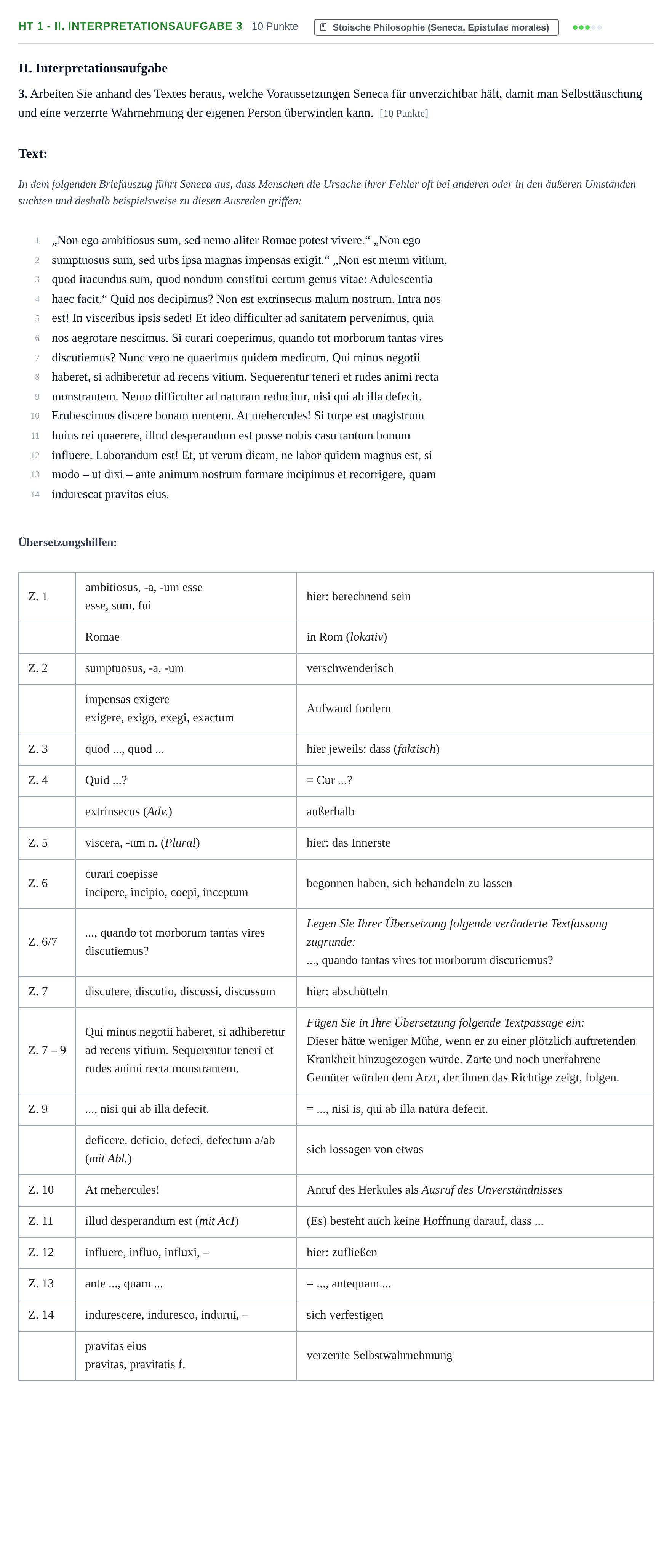 Aufgabenstellung: Aufgabe HT 1 - II. Interpretationsaufgabe 3 · Abitur NRW Latein GK · Haupttermin · neu einsetzend · Weit 2022