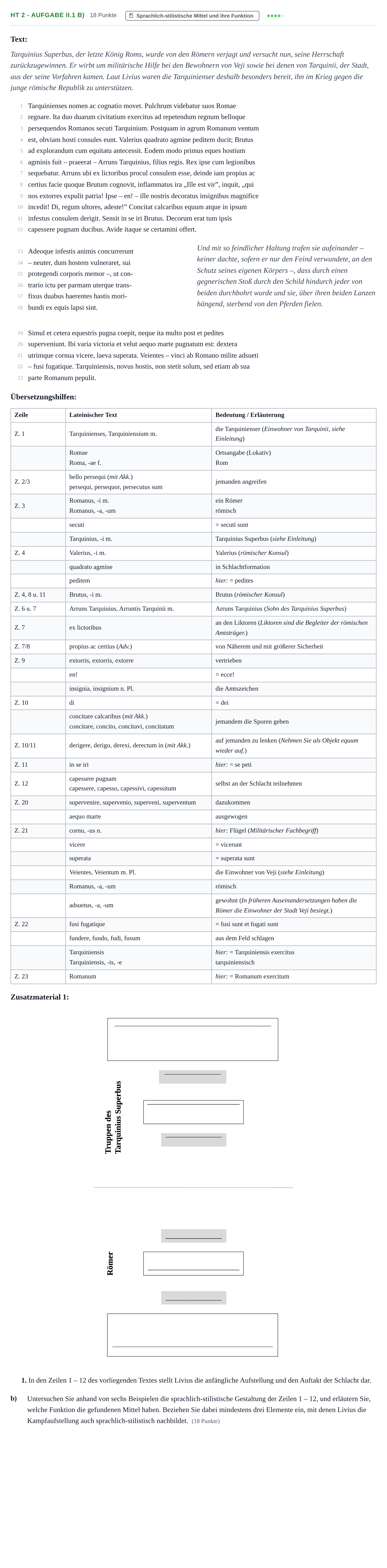 Aufgabenstellung: Aufgabe HT 2 - Aufgabe II.1 b) · Abitur NRW Latein LK · Haupttermin · fortgeführt 2022