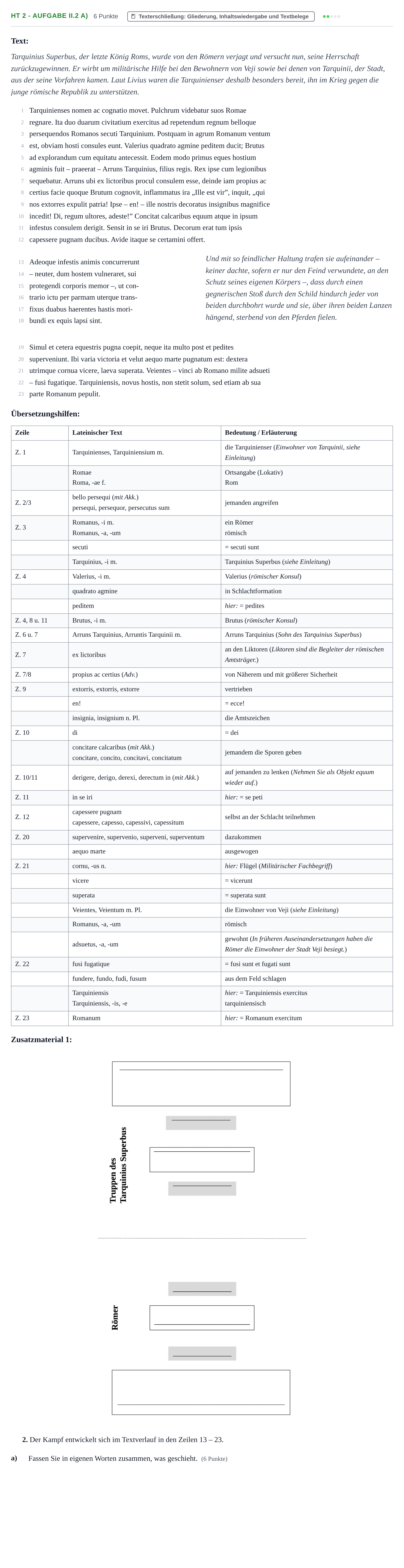 Aufgabenstellung: Aufgabe HT 2 - Aufgabe II.2 a) · Abitur NRW Latein LK · Haupttermin · fortgeführt 2022