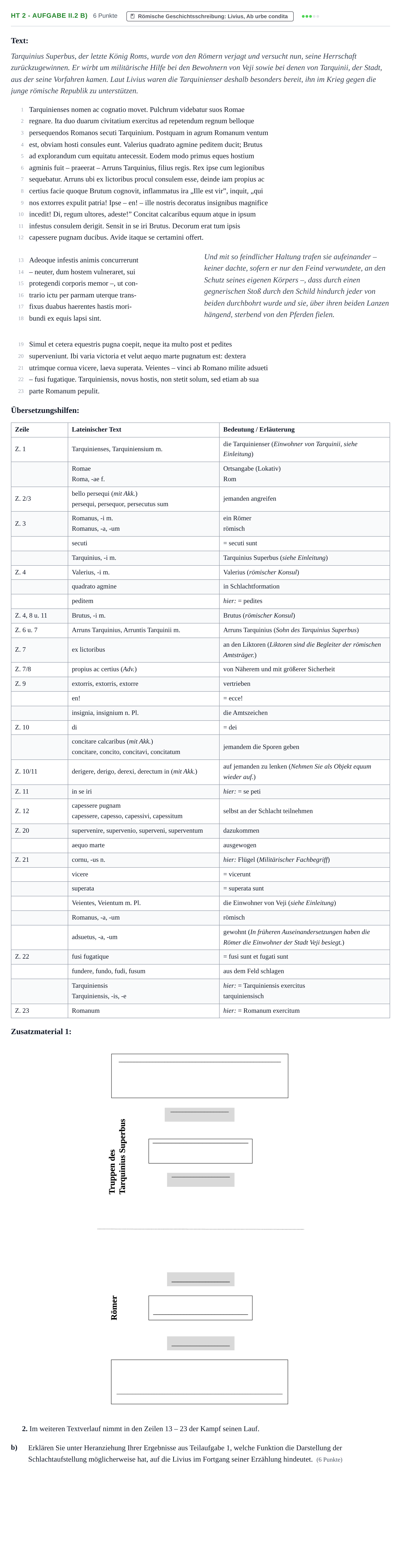 Aufgabenstellung: Aufgabe HT 2 - Aufgabe II.2 b) · Abitur NRW Latein LK · Haupttermin · fortgeführt 2022