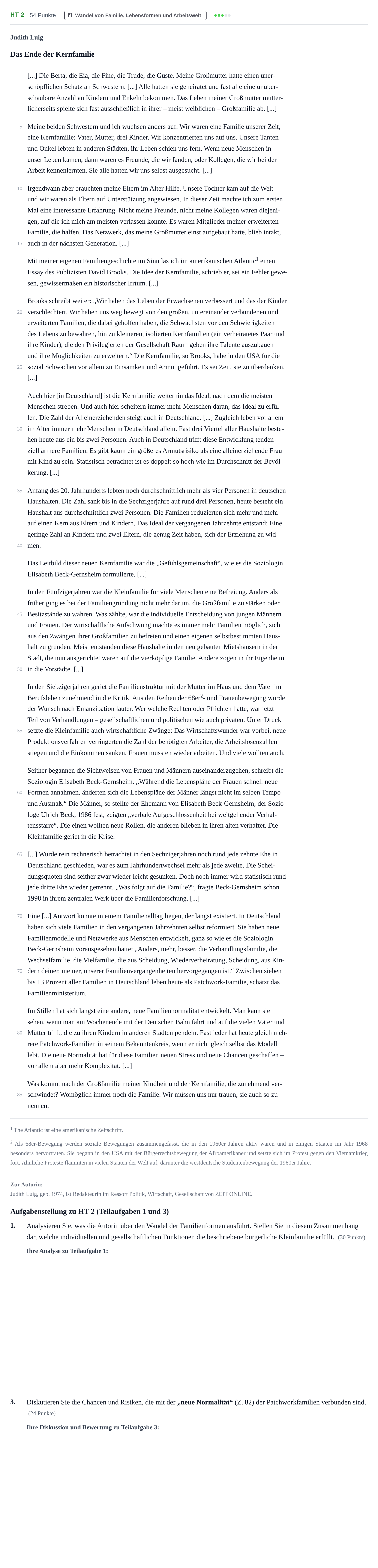 Aufgabenstellung: Aufgabe HT 2 - Wandel von Familie, Lebensformen und Arbei… · Abitur NRW Soziologie GK · Haupttermin · Weiterbildungskolleg 2021